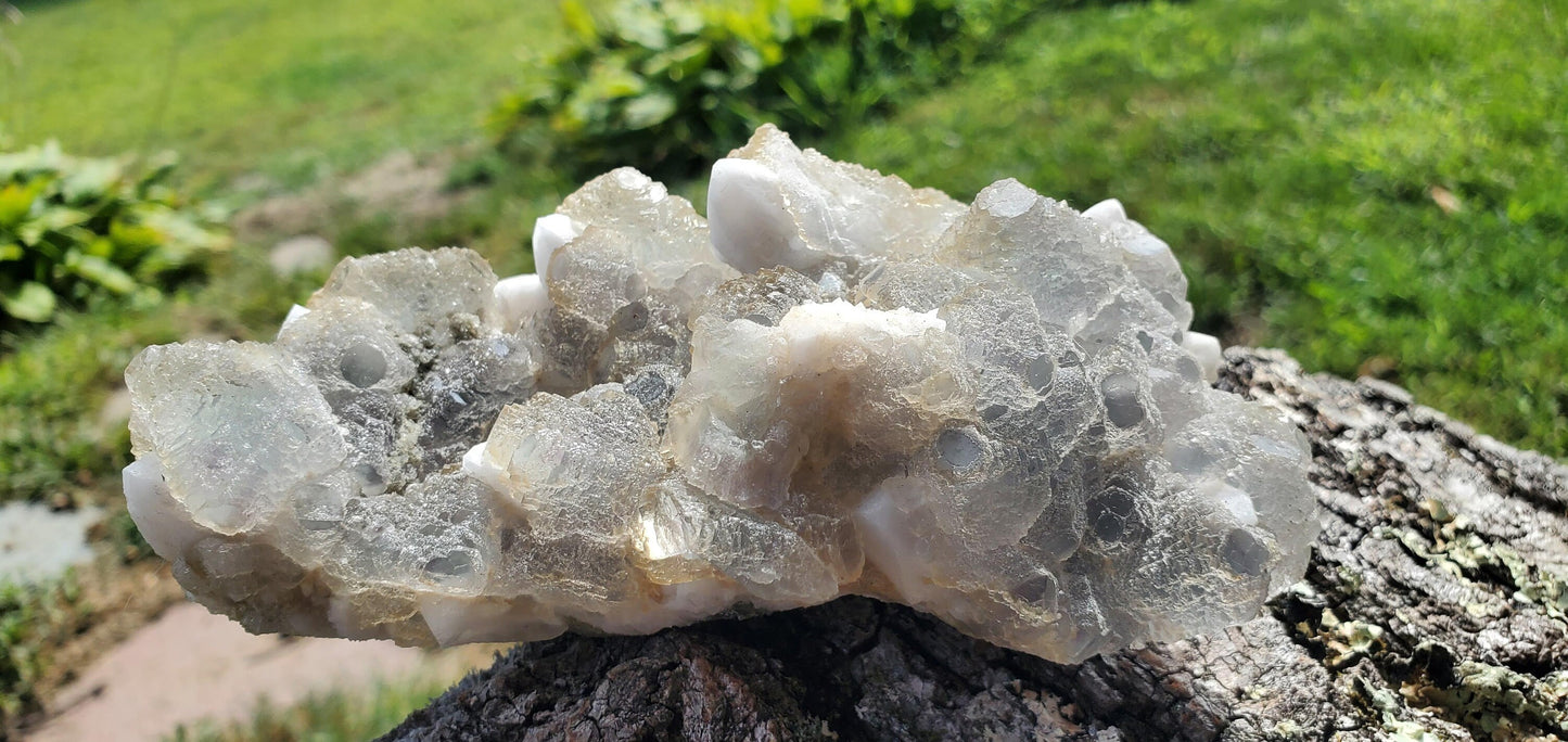 Fluorescent Etched Fluorite on Milky Quartz from Inner Mongolia China