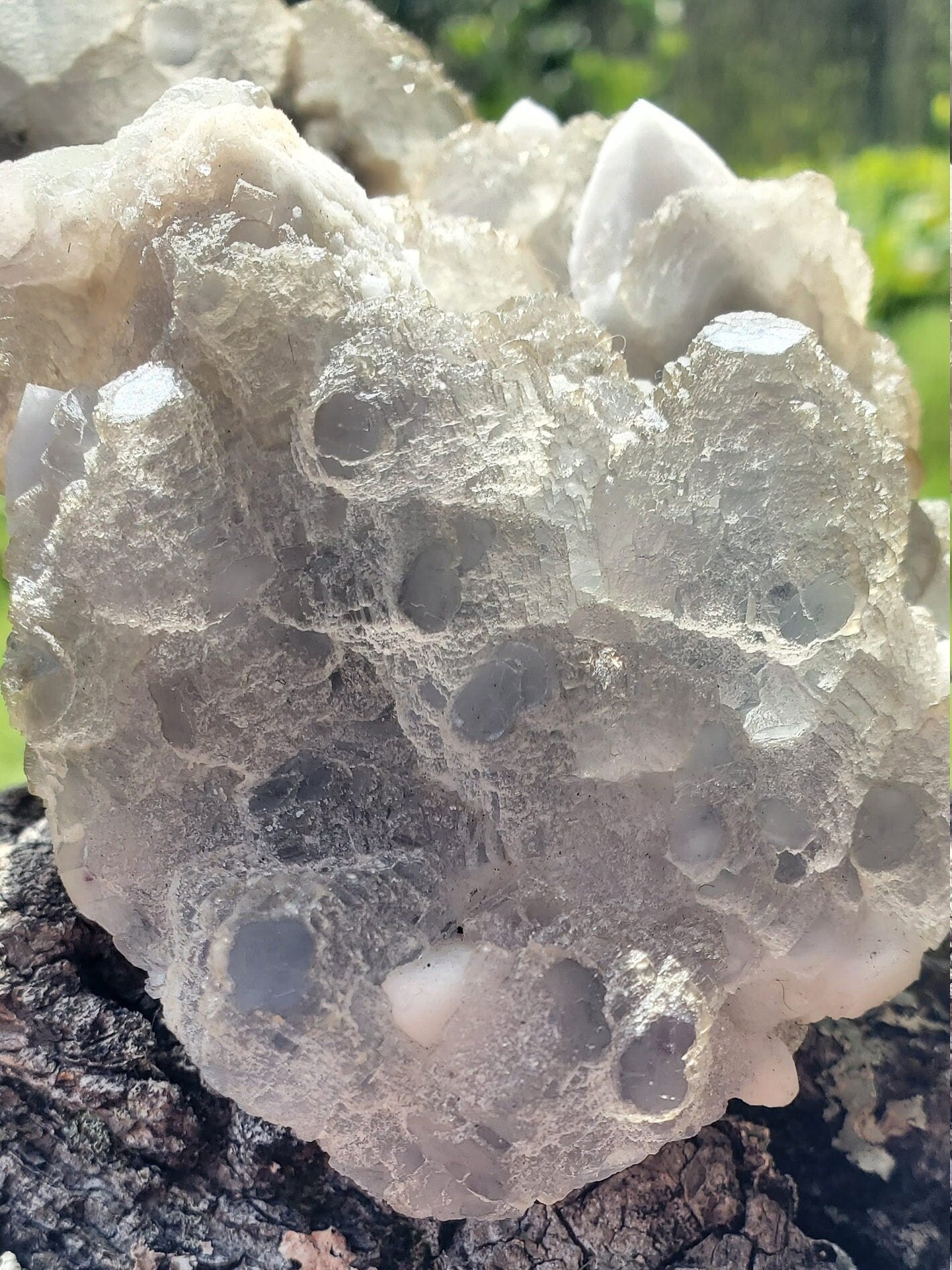 Fluorescent Etched Fluorite on Milky Quartz from Inner Mongolia China