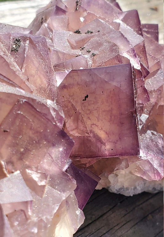 Window Fluorite with Pyrite from Yaogangxian mine, China