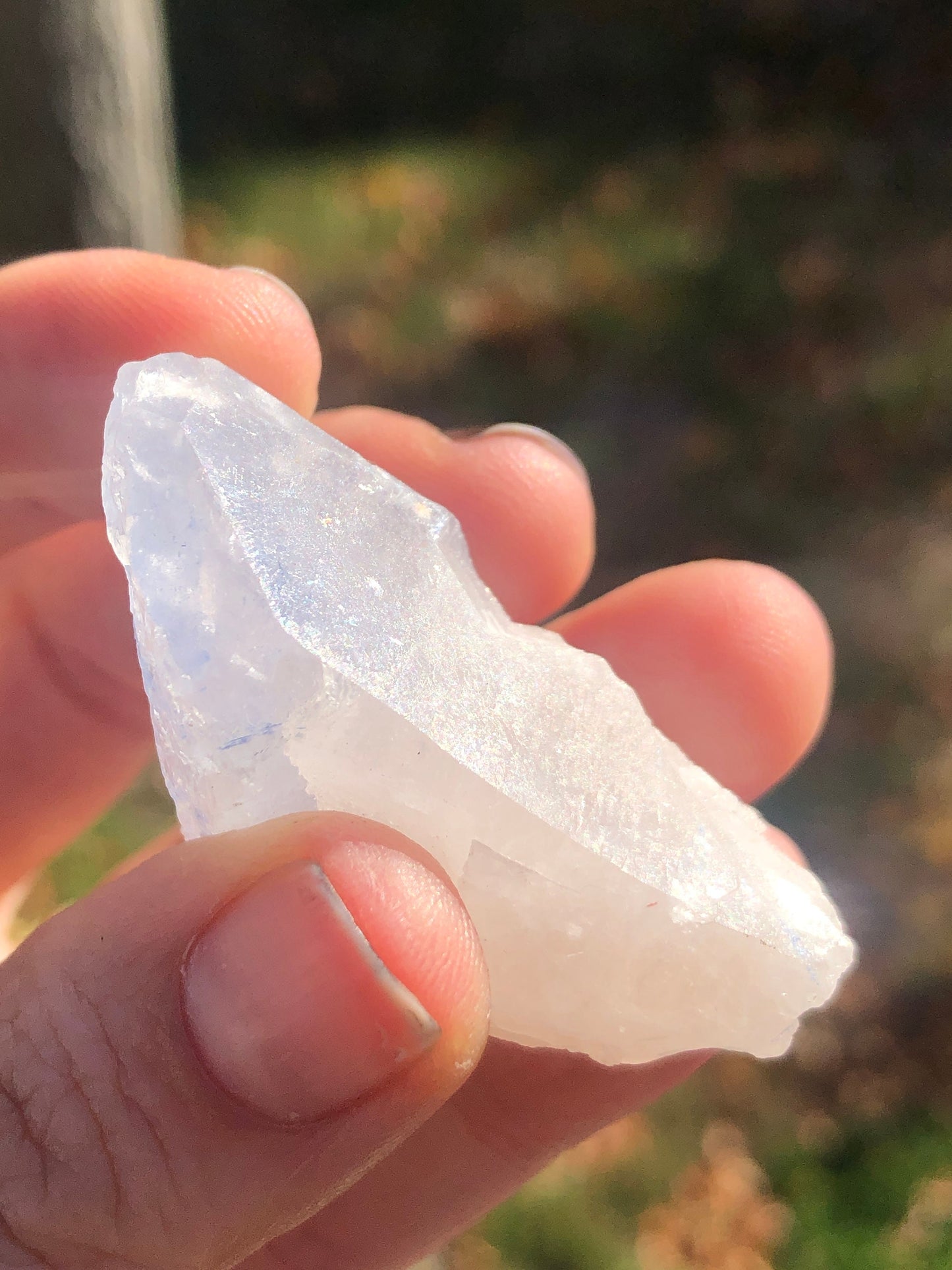 Quartz Point with Dumortierite Inclusions from Brazil