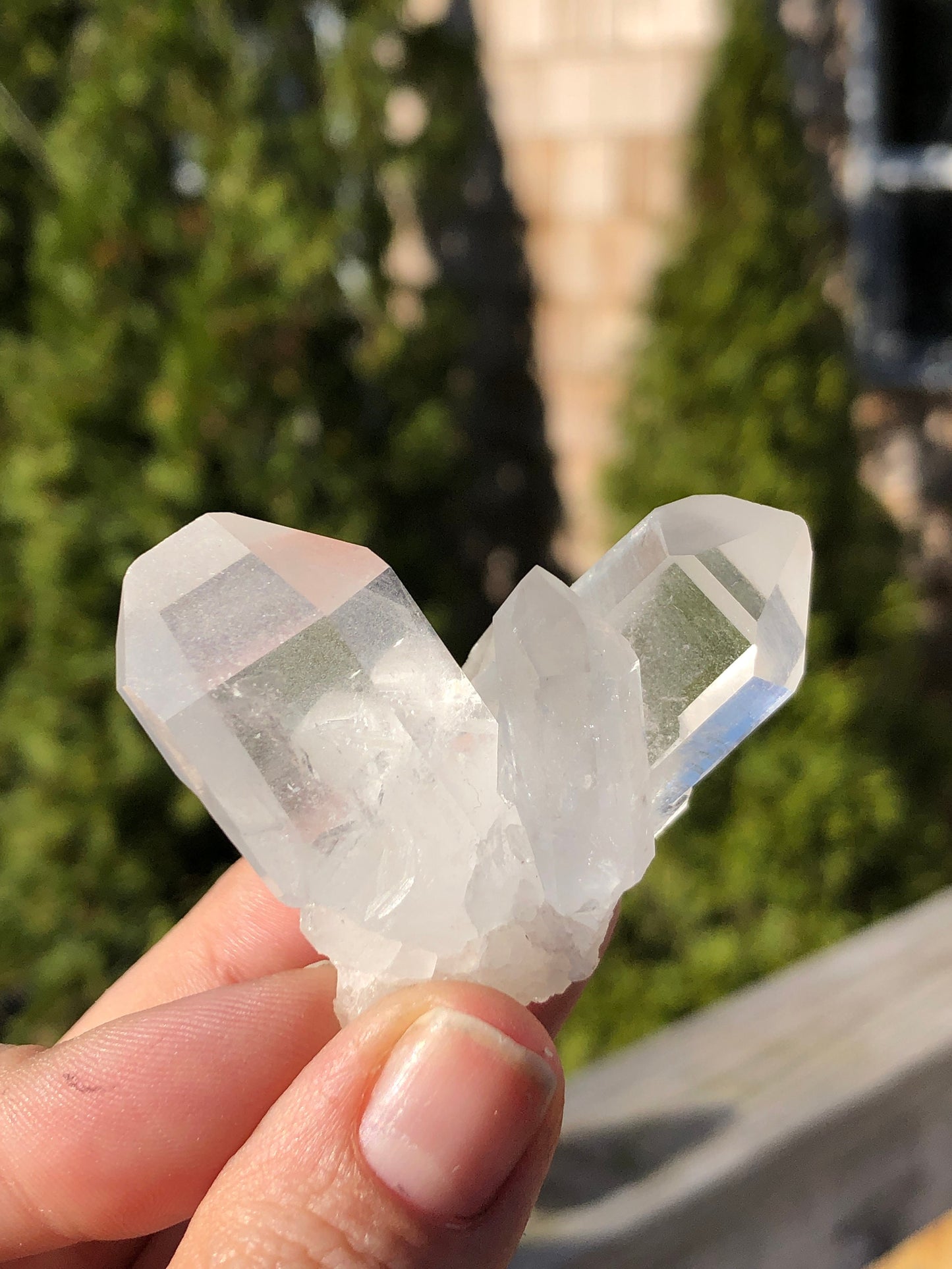 Cluster of terminated quartz crystals from France.
