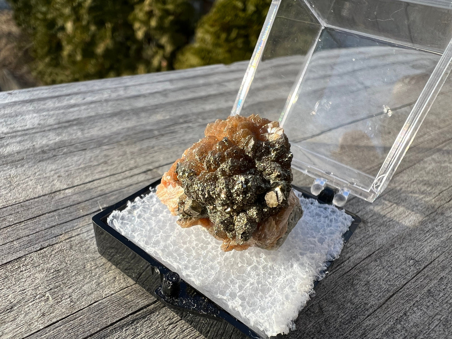 Pyrite on Orange Stilbite from New Jersey USA