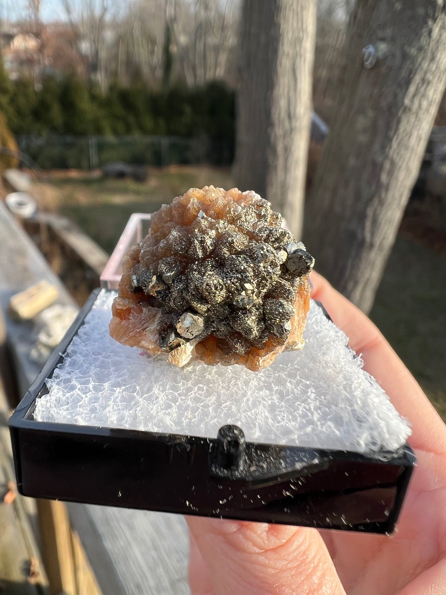 Pyrite on Orange Stilbite from New Jersey USA