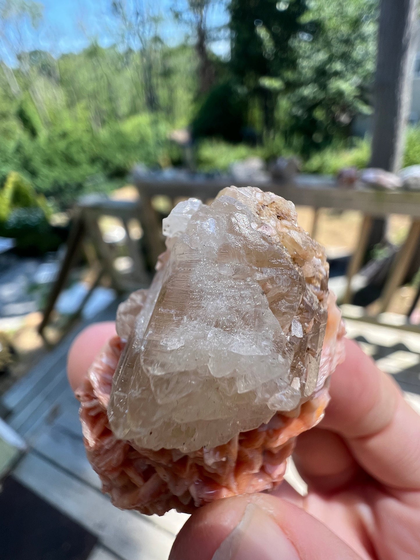 Cerussite on Barite from Morocco