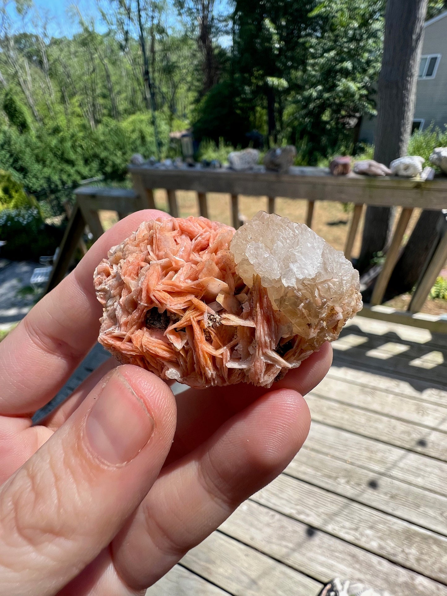 Cerussite on Barite from Morocco