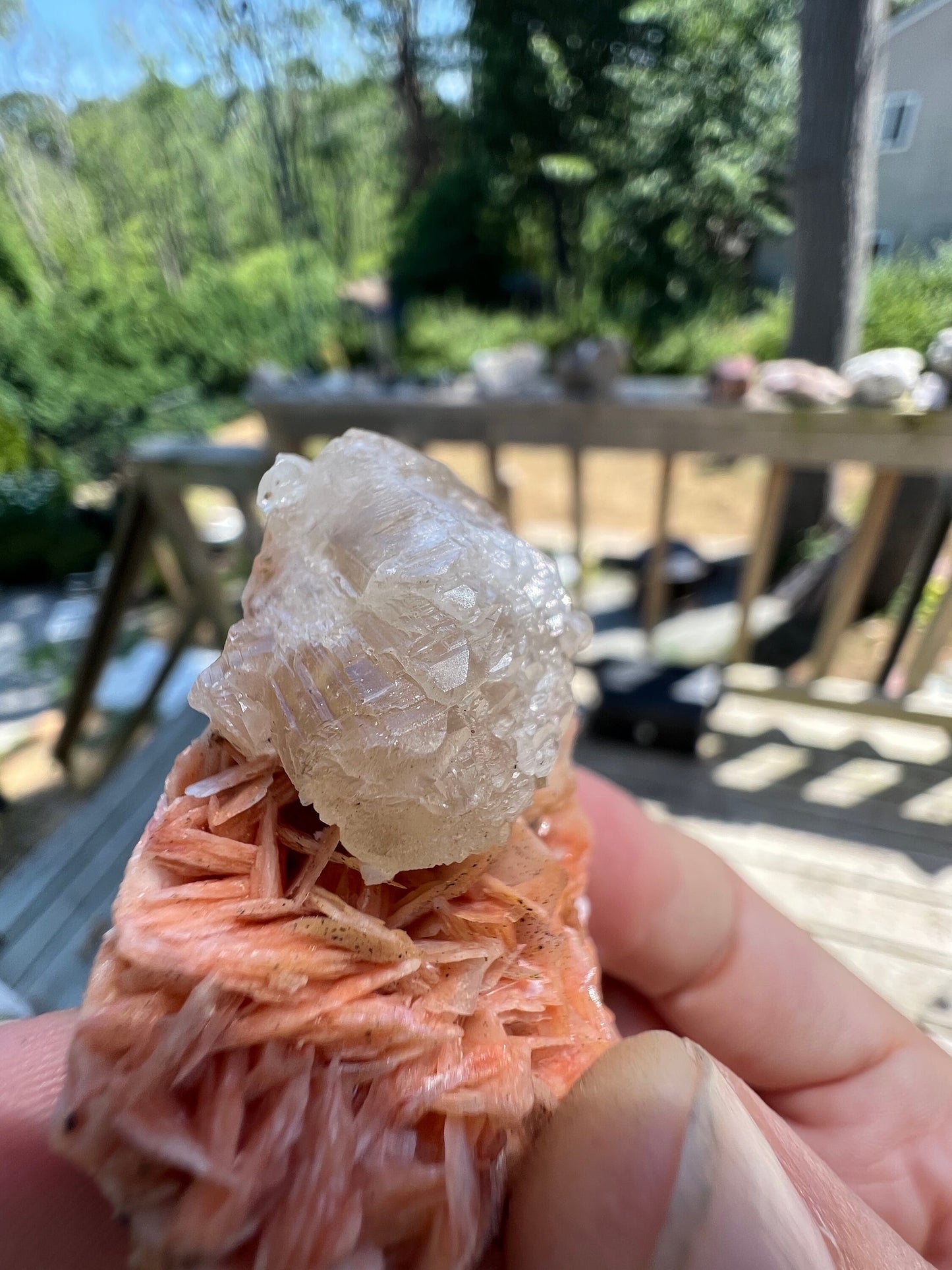 Cerussite on Barite from Morocco