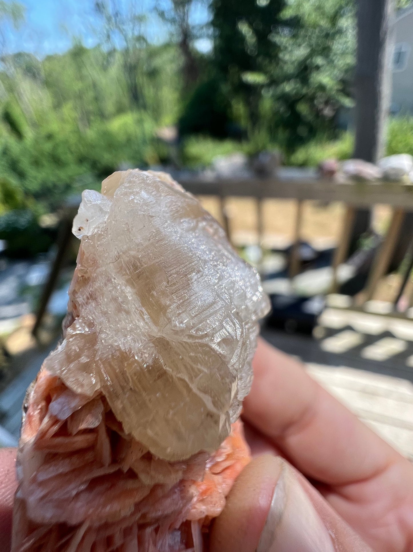 Cerussite on Barite from Morocco