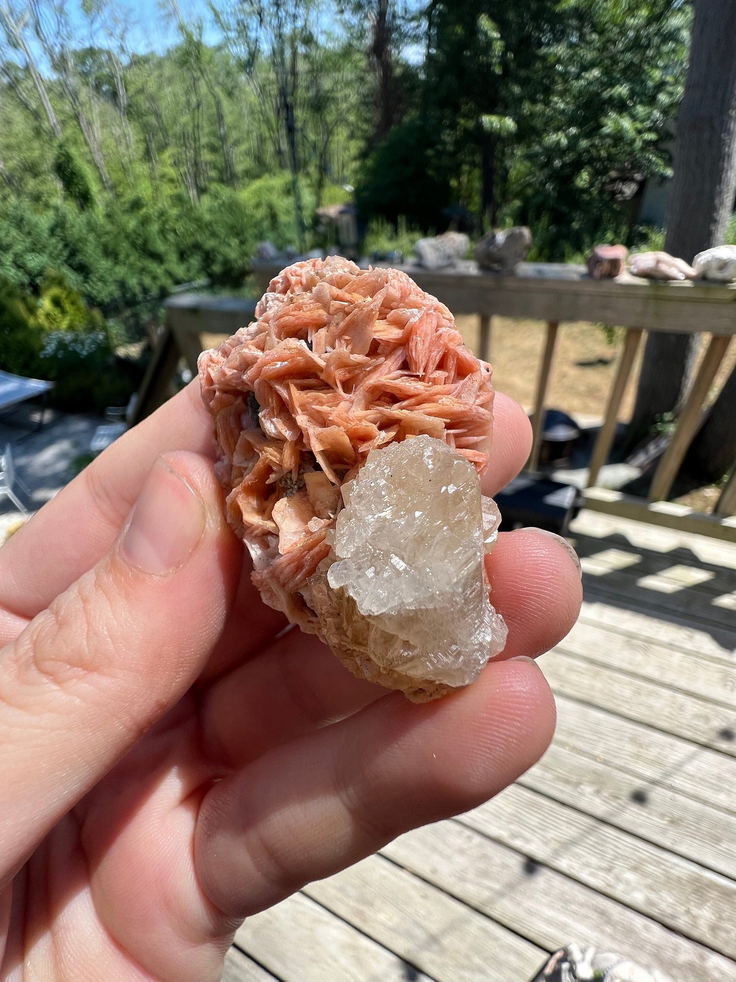 Cerussite on Barite from Morocco