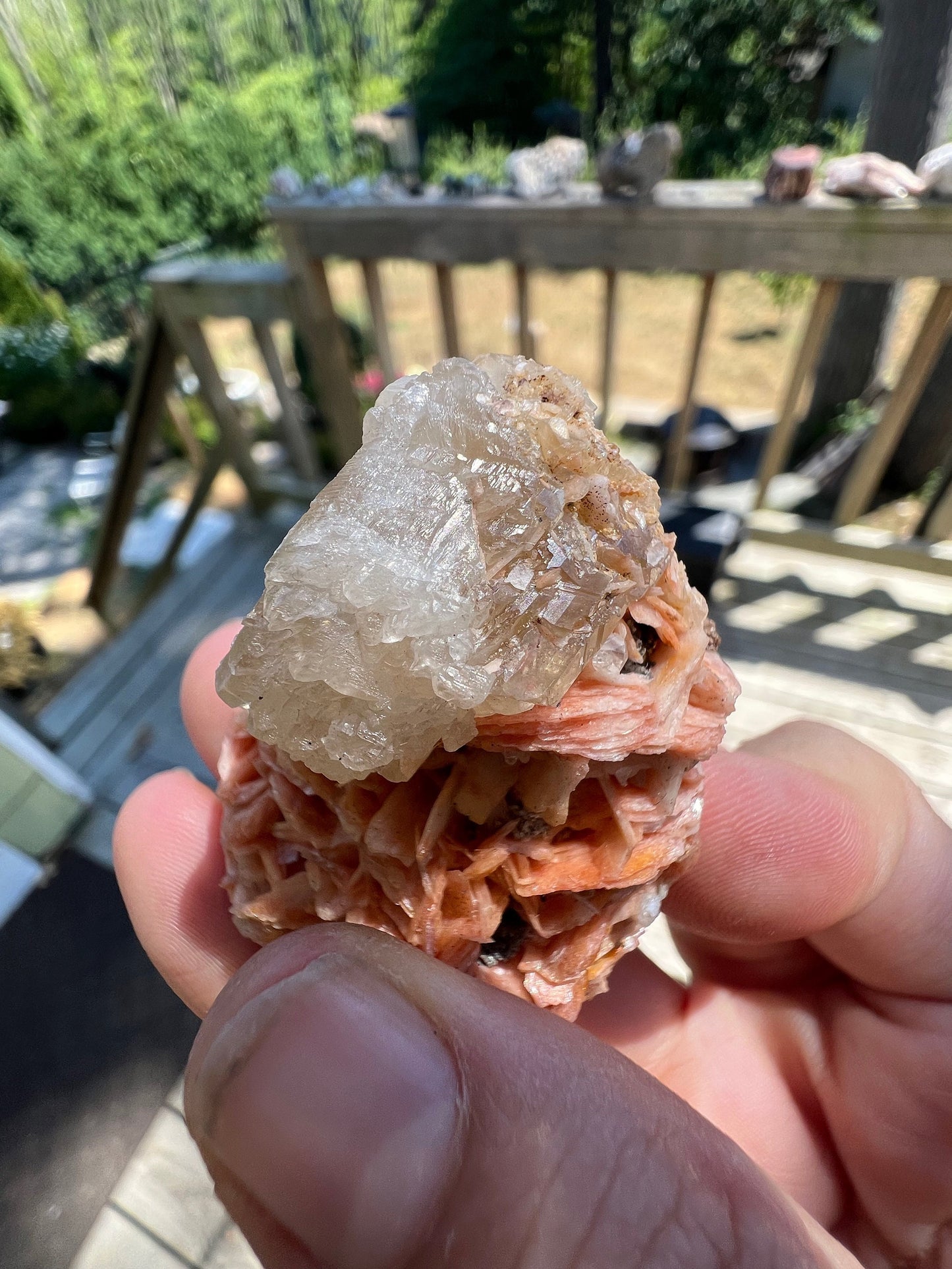 Cerussite on Barite from Morocco