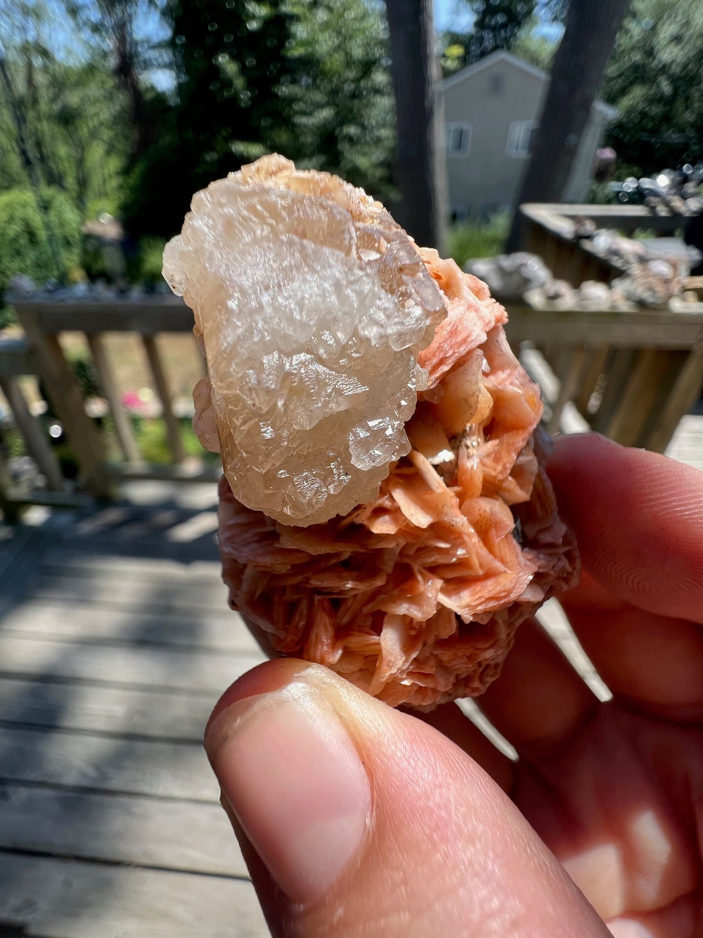 Cerussite on Barite from Morocco