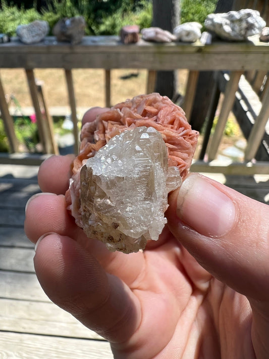 Cerussite on Barite from Morocco