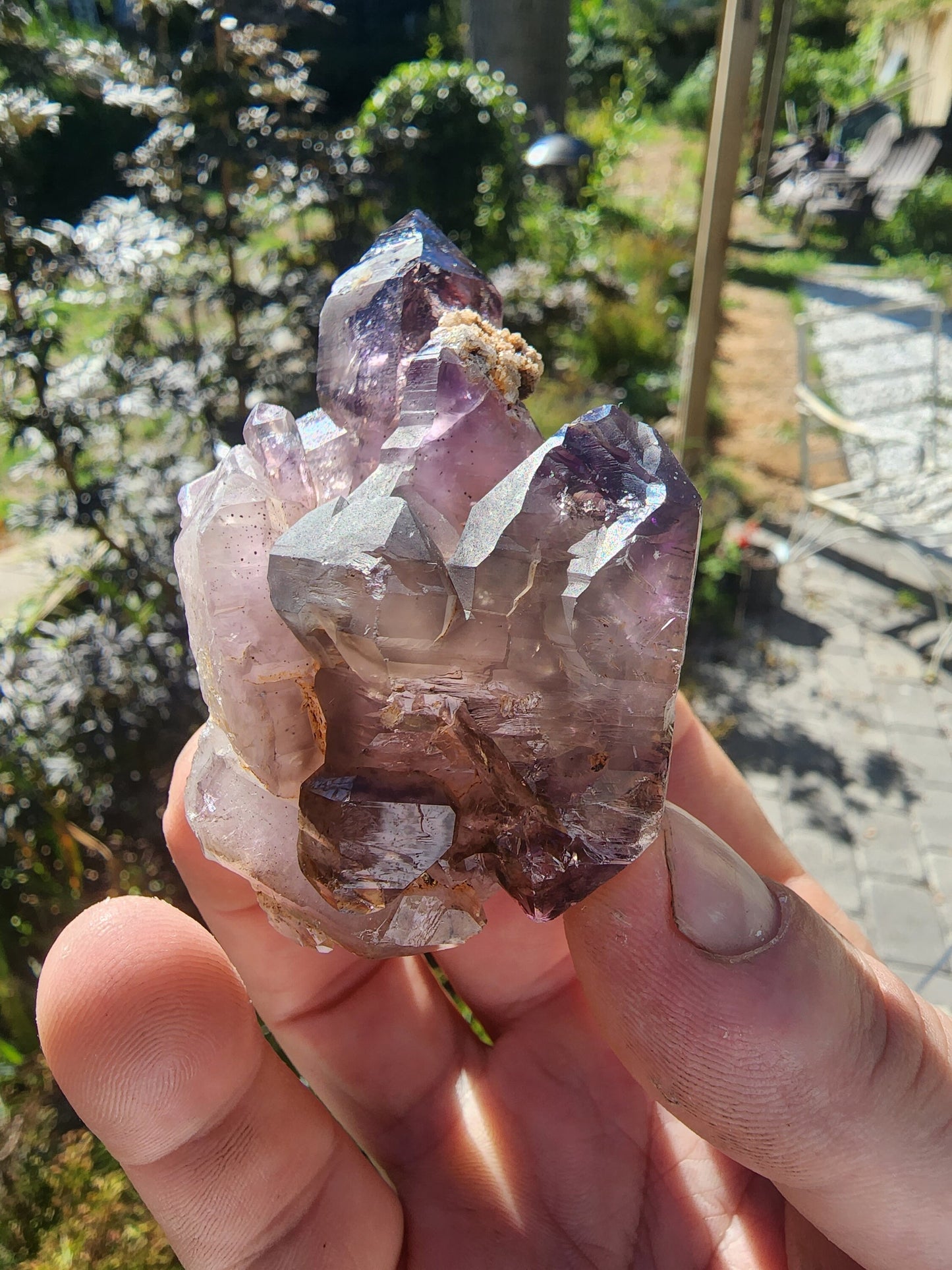 Amethyst Smoky Quartz Scepter with Hematite from Chibuku Mine, Zimbabwe