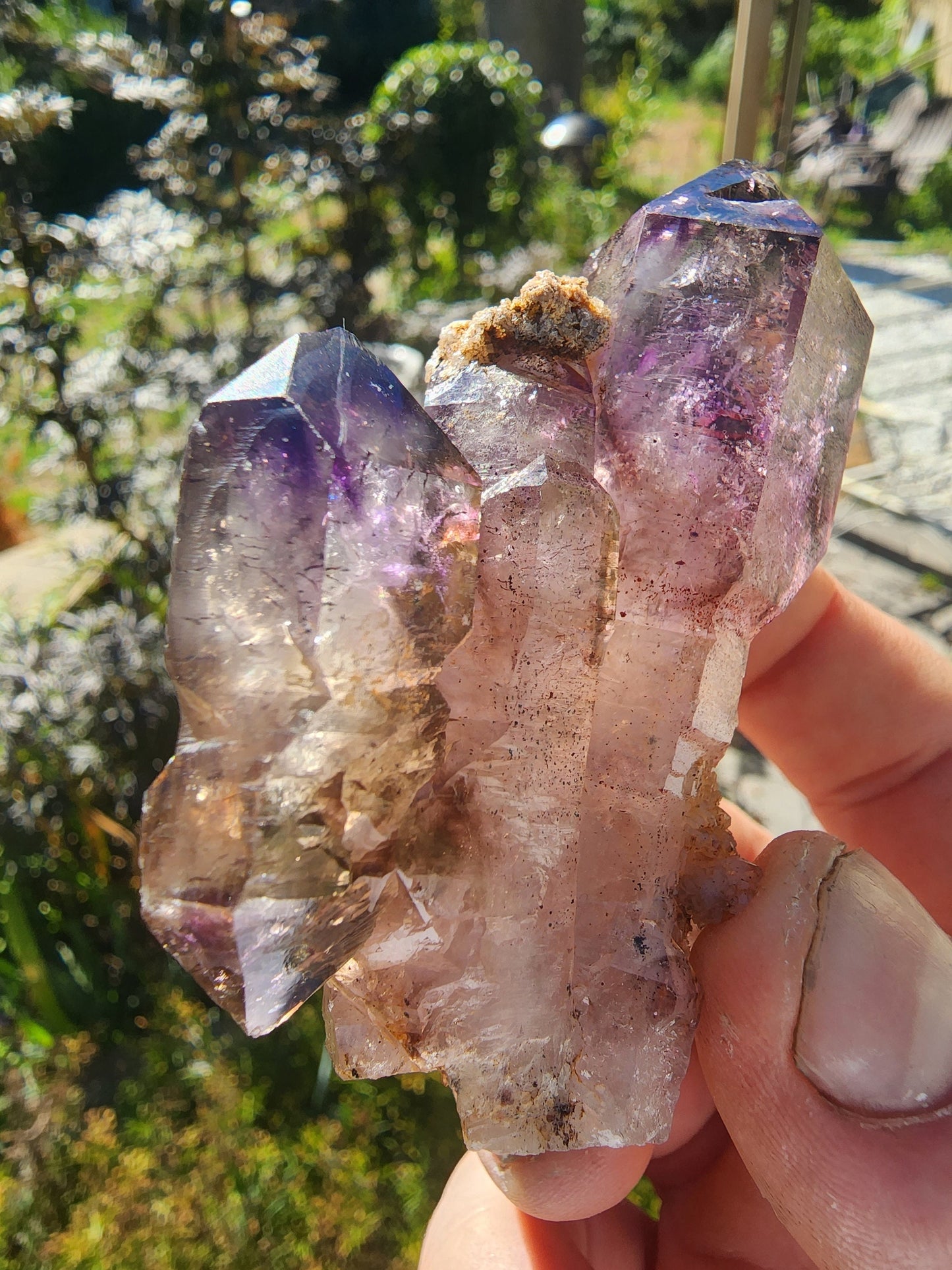 Amethyst Smoky Quartz Scepter with Hematite from Chibuku Mine, Zimbabwe