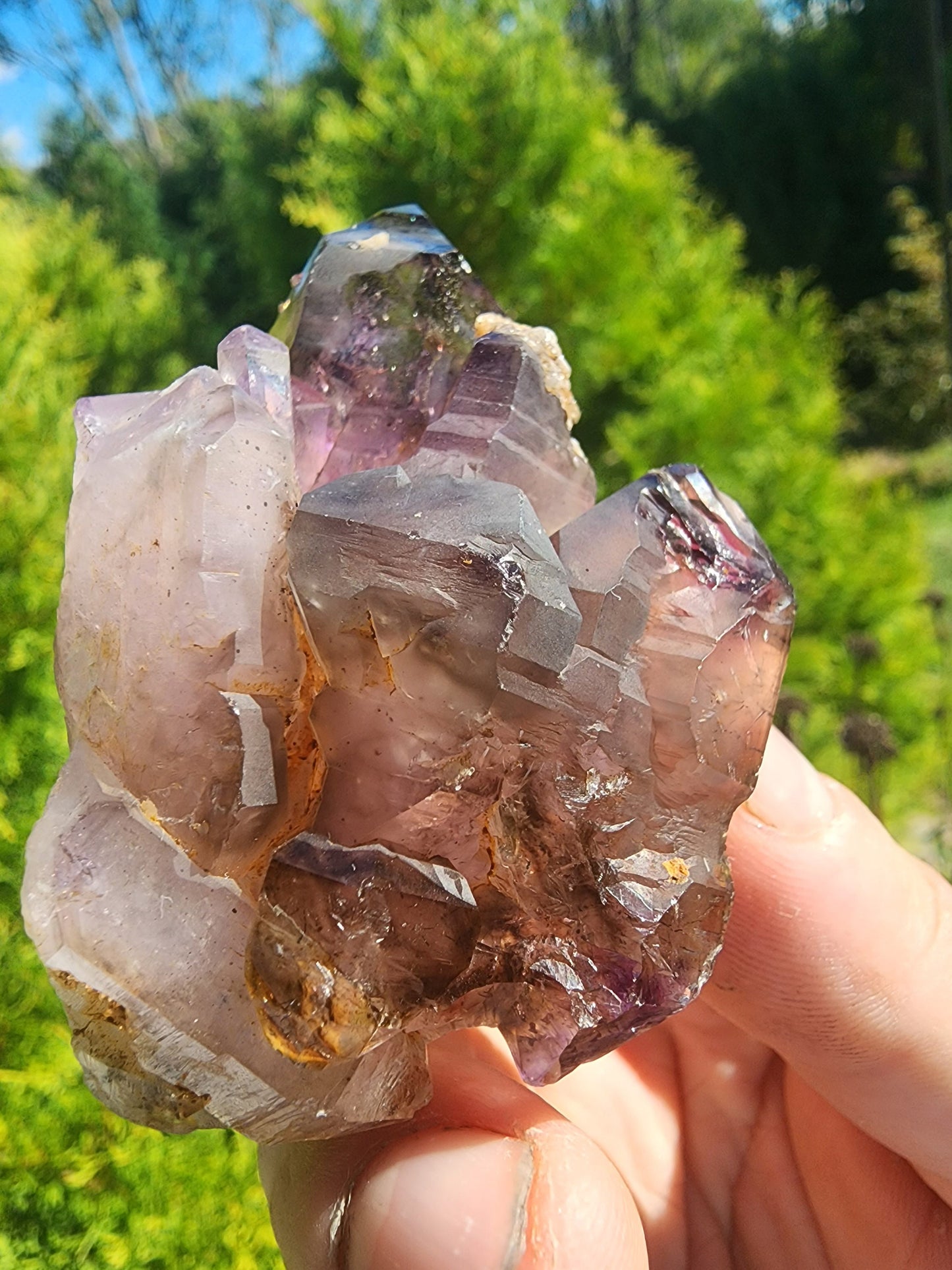 Amethyst Smoky Quartz Scepter with Hematite from Chibuku Mine, Zimbabwe