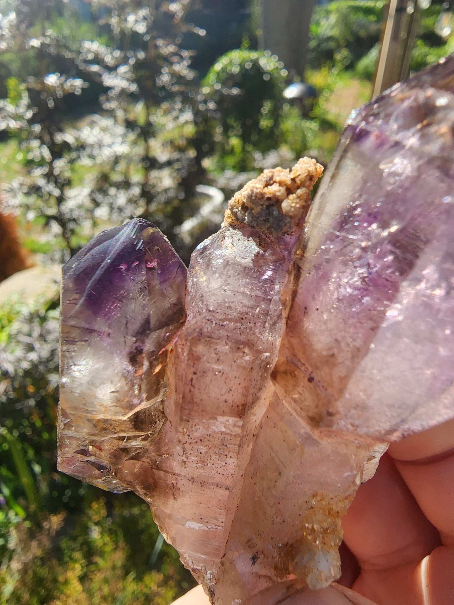 Amethyst Smoky Quartz Scepter with Hematite from Chibuku Mine, Zimbabwe