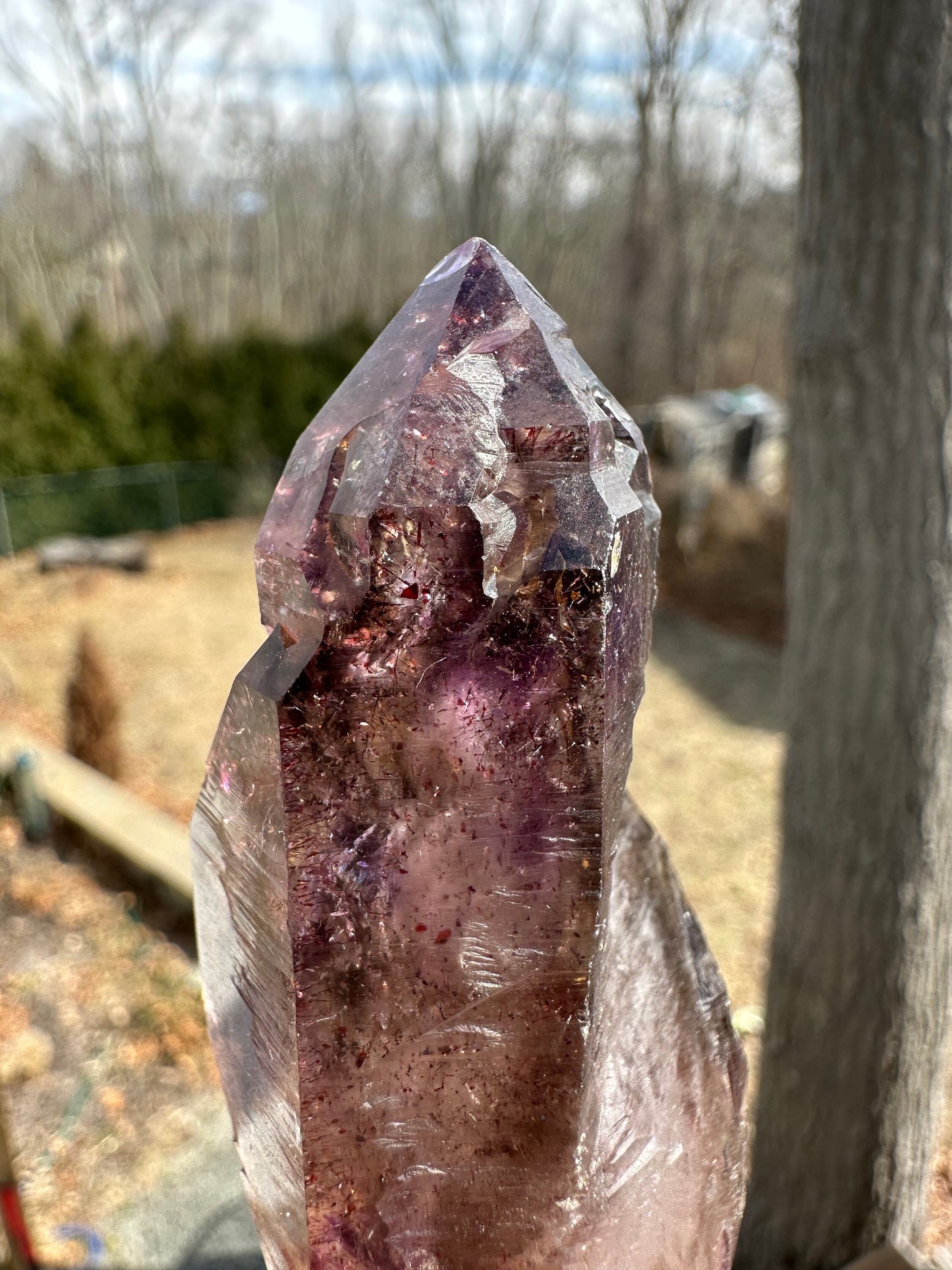Large Smoky Amethyst Scepter with Hematite Inclusions from Zambia Africa