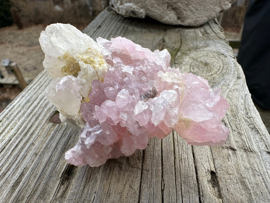Cabinet Elestial Rose Quartz on Quartz from Brazil