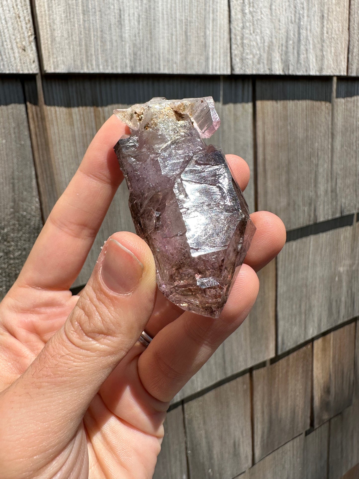 Enhydro Phantom Smoky Amethyst Double Terminated Crystal from Zambia Africa