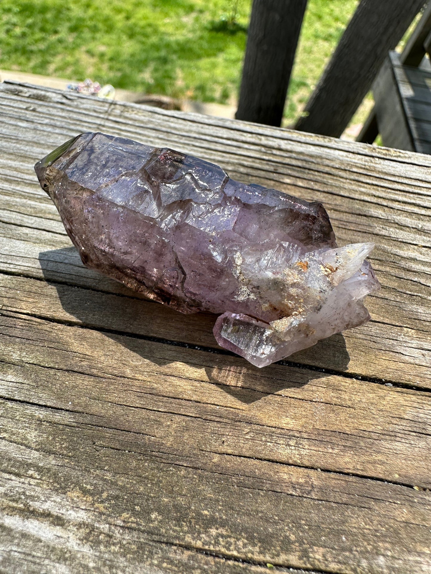 Enhydro Phantom Smoky Amethyst Double Terminated Crystal from Zambia Africa