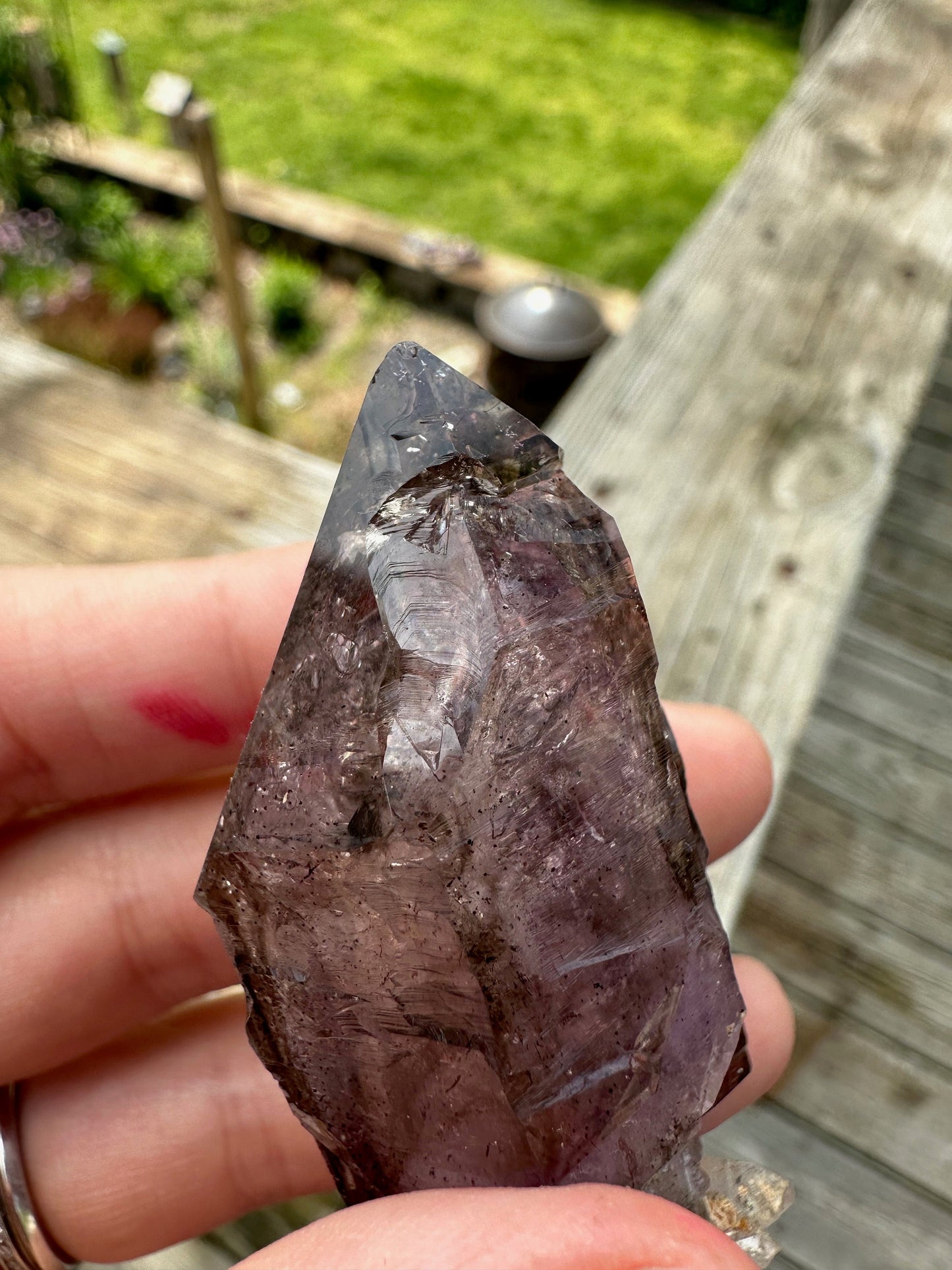 Enhydro Phantom Smoky Amethyst Double Terminated Crystal from Zambia Africa