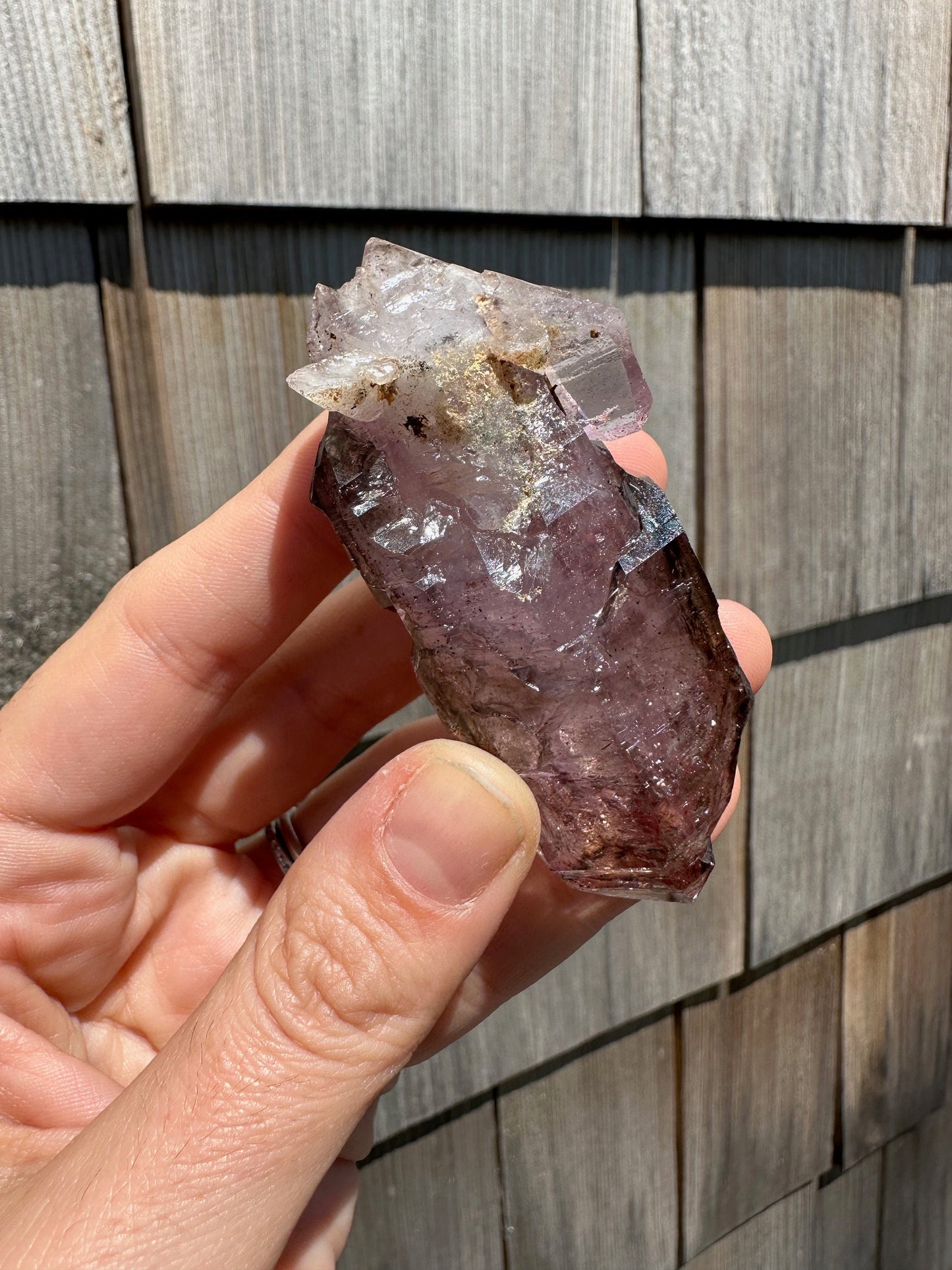 Enhydro Phantom Smoky Amethyst Double Terminated Crystal from Zambia Africa