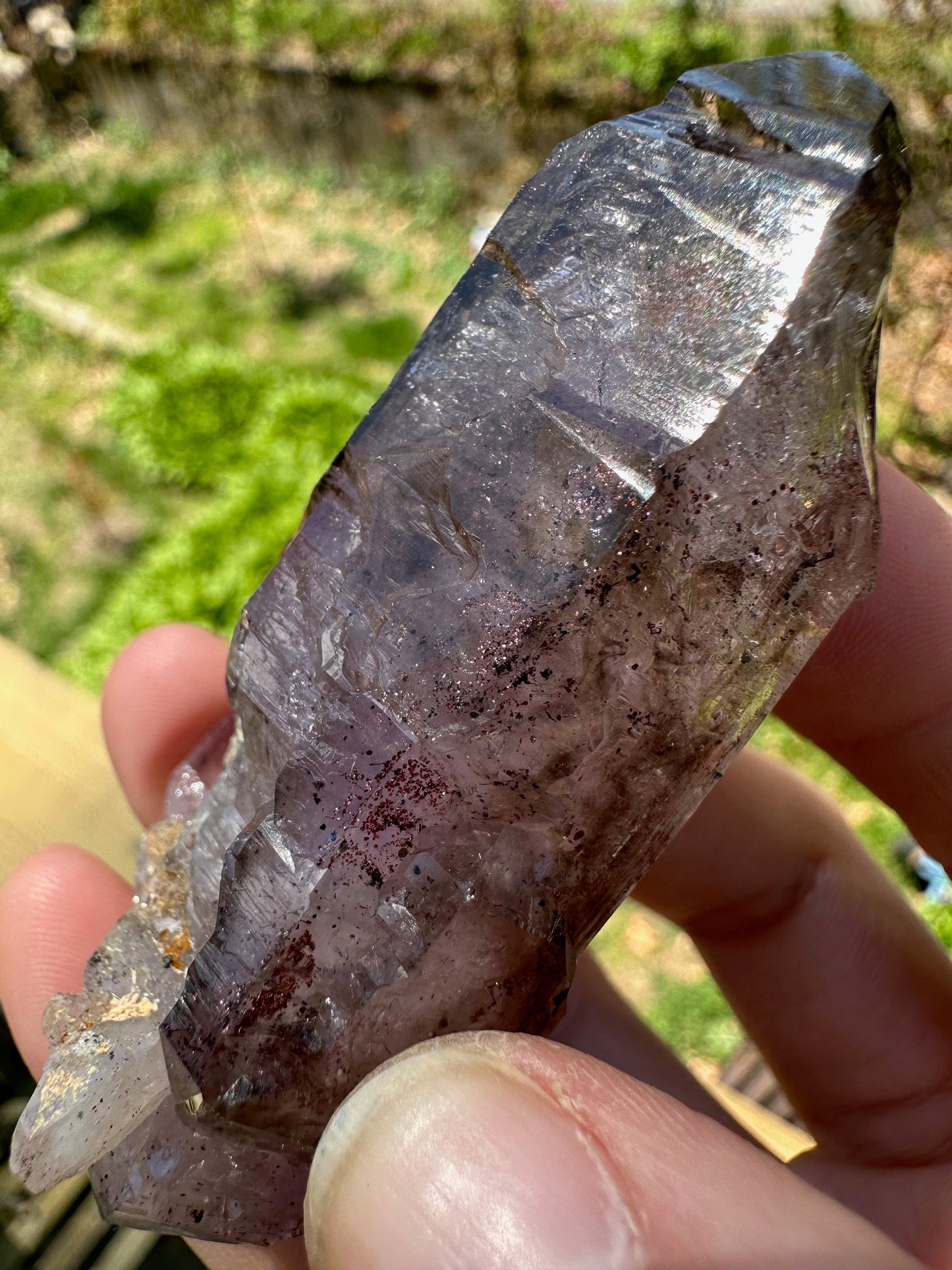 Enhydro Phantom Smoky Amethyst Double Terminated Crystal from Zambia Africa