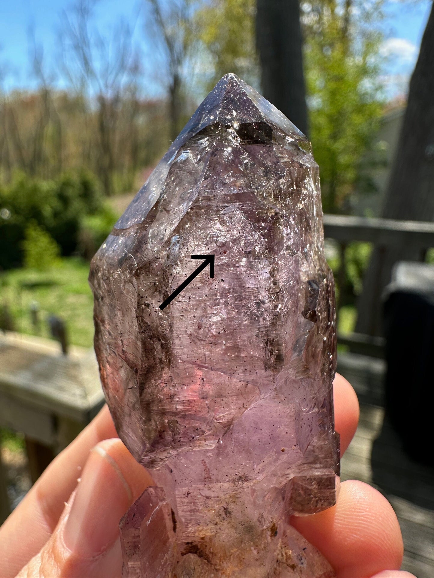 Enhydro Phantom Smoky Amethyst Double Terminated Crystal from Zambia Africa