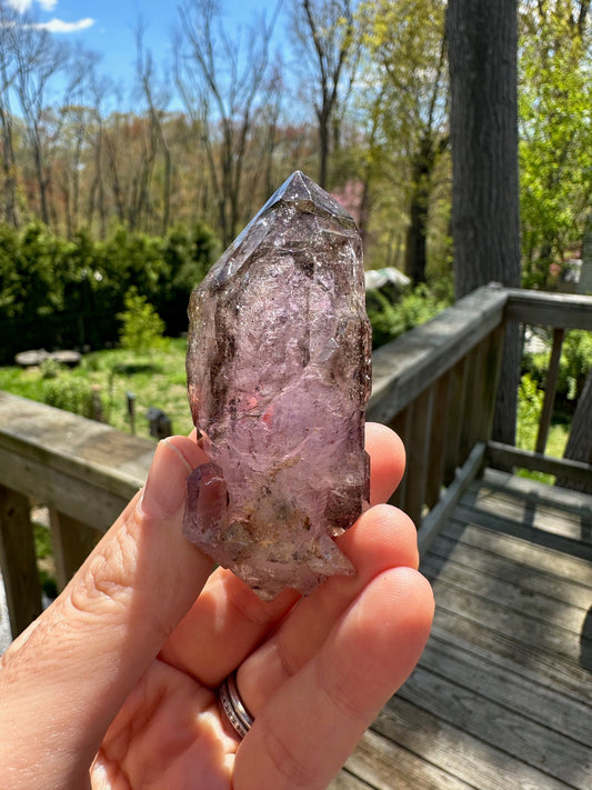 Enhydro Phantom Smoky Amethyst Double Terminated Crystal from Zambia Africa