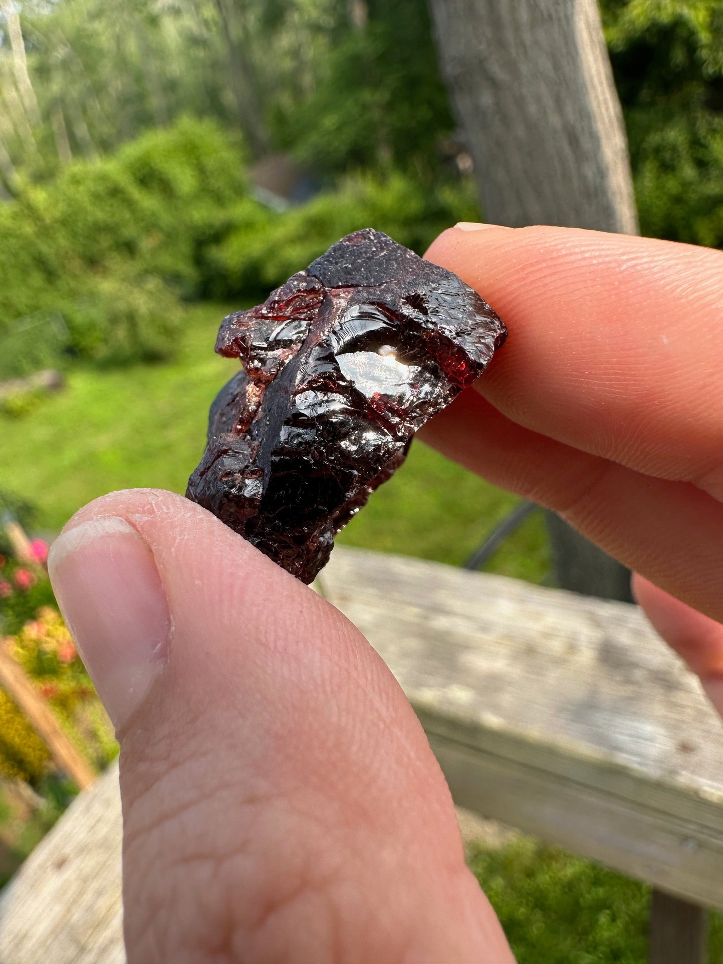 Etched Red Spessartine Garnet Crystal from Brazil
