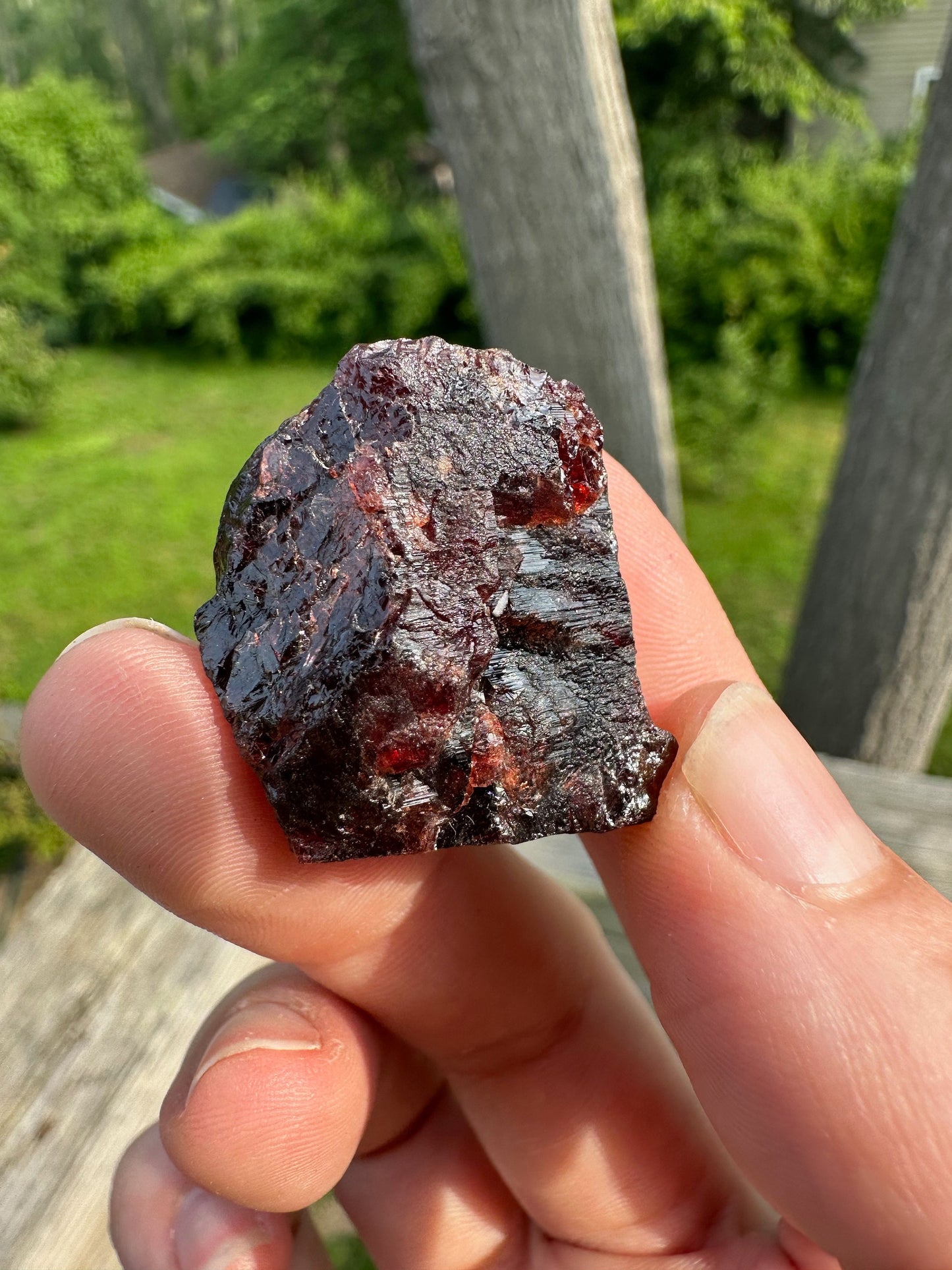 Etched Red Spessartine Garnet Crystal from Brazil