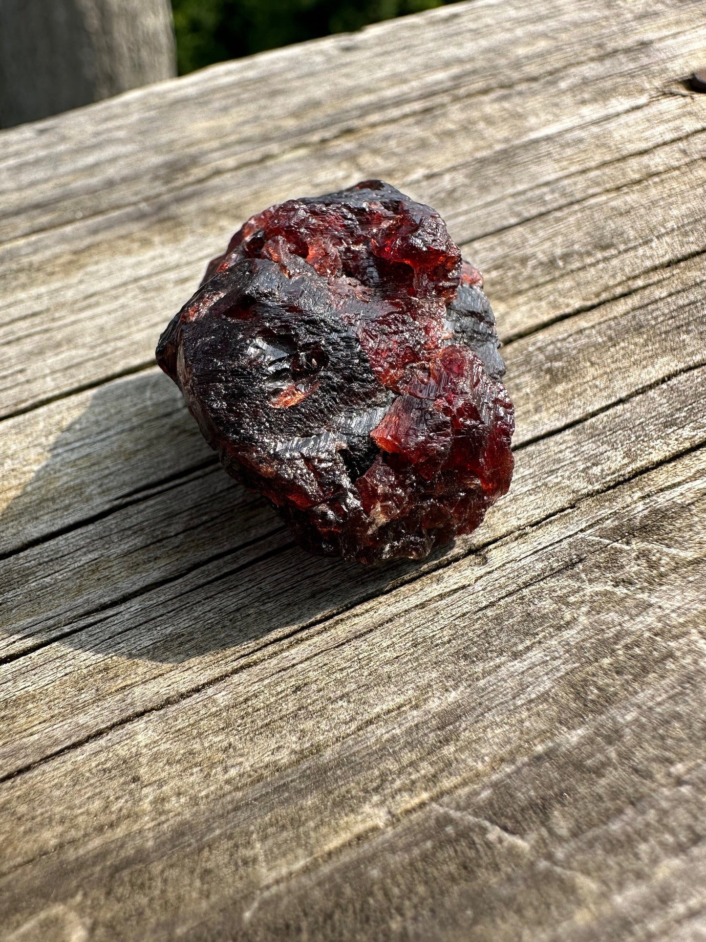 Etched Red Spessartine Garnet Crystal from Brazil