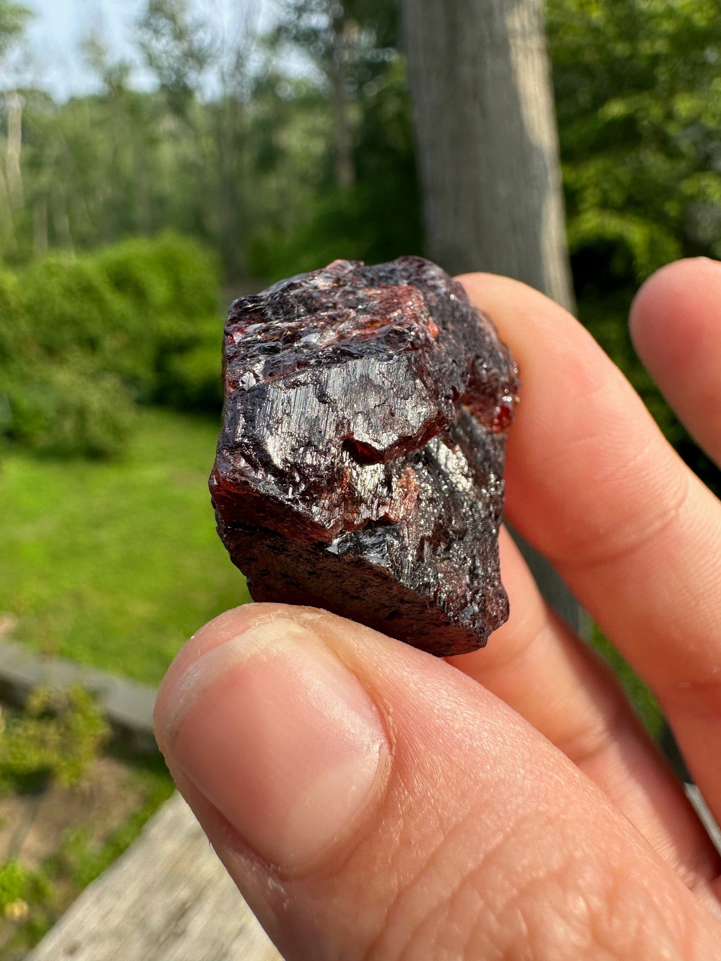 Etched Red Spessartine Garnet Crystal from Brazil