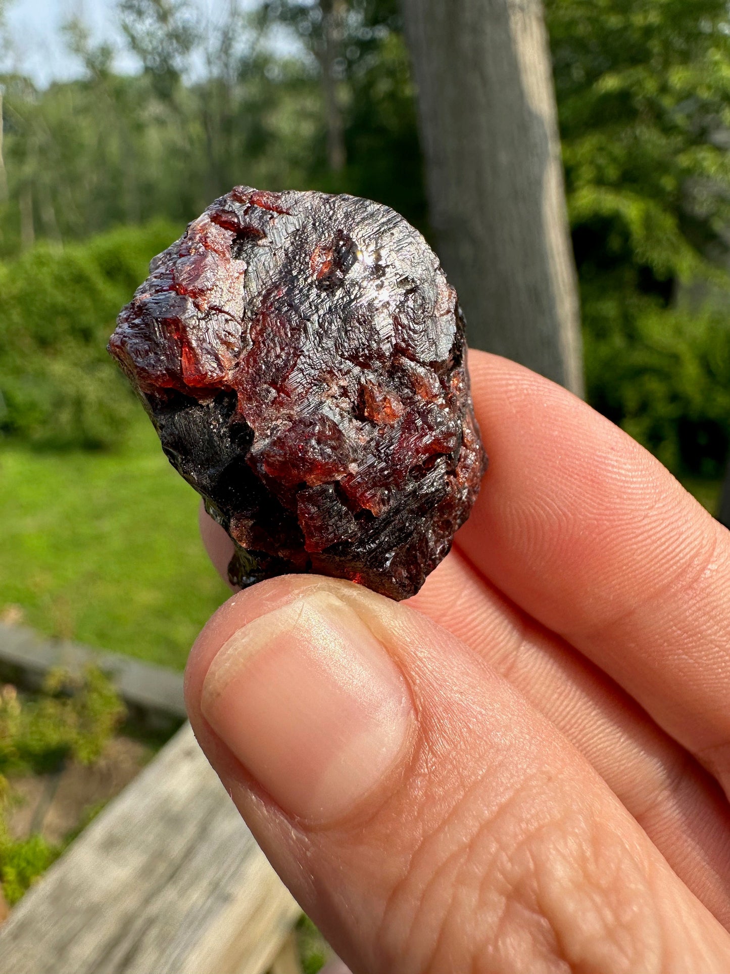 Etched Red Spessartine Garnet Crystal from Brazil