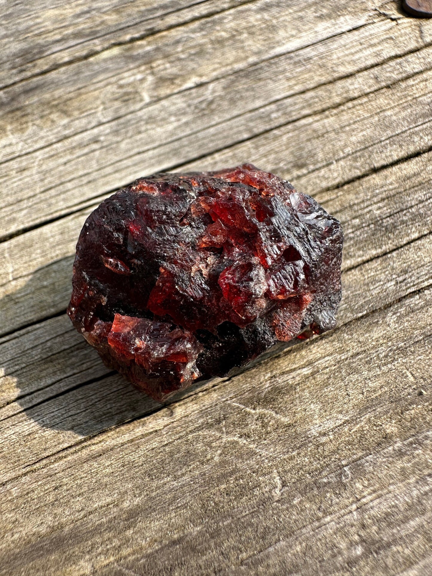 Etched Red Spessartine Garnet Crystal from Brazil