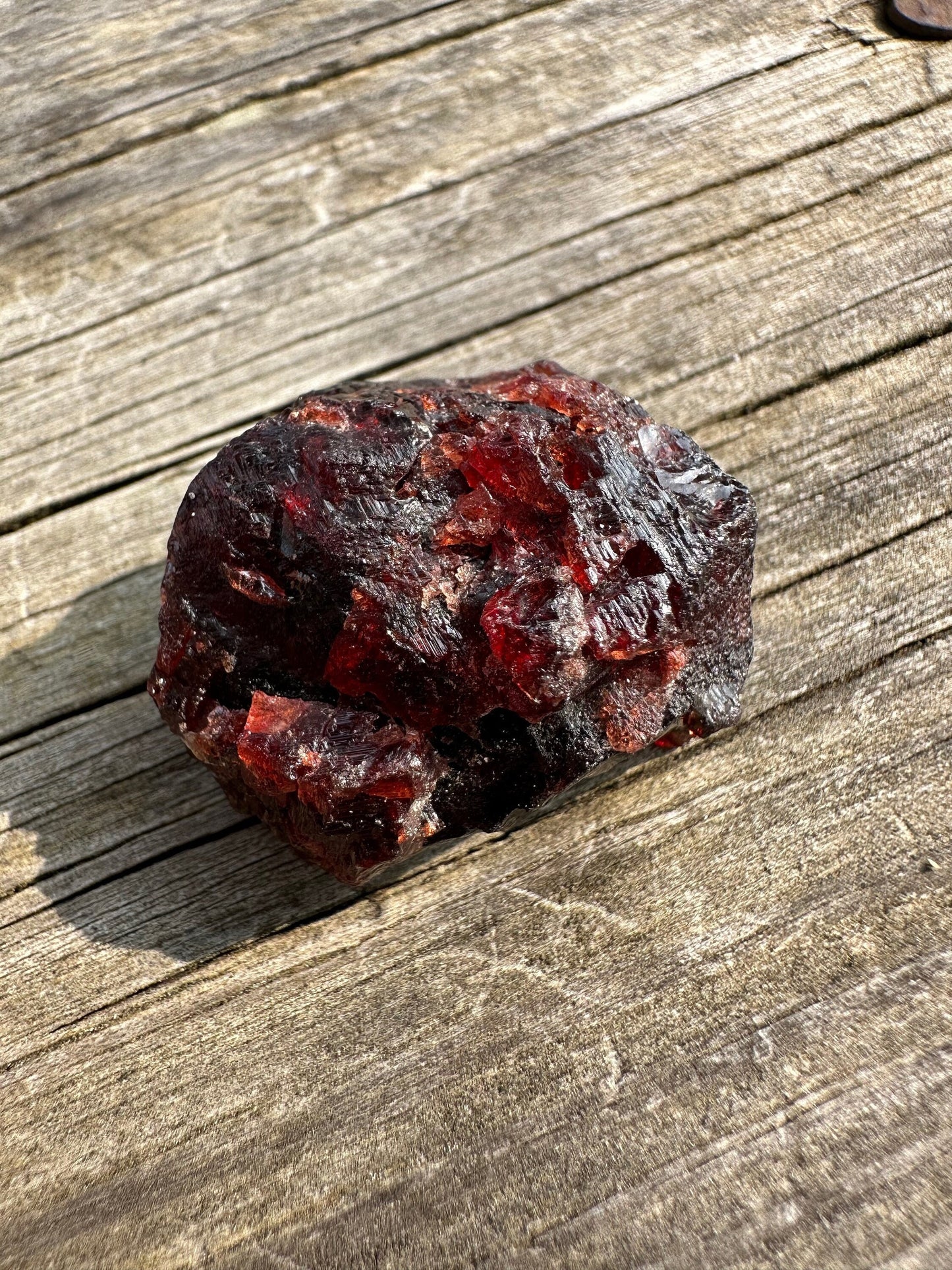 Etched Red Spessartine Garnet Crystal from Brazil