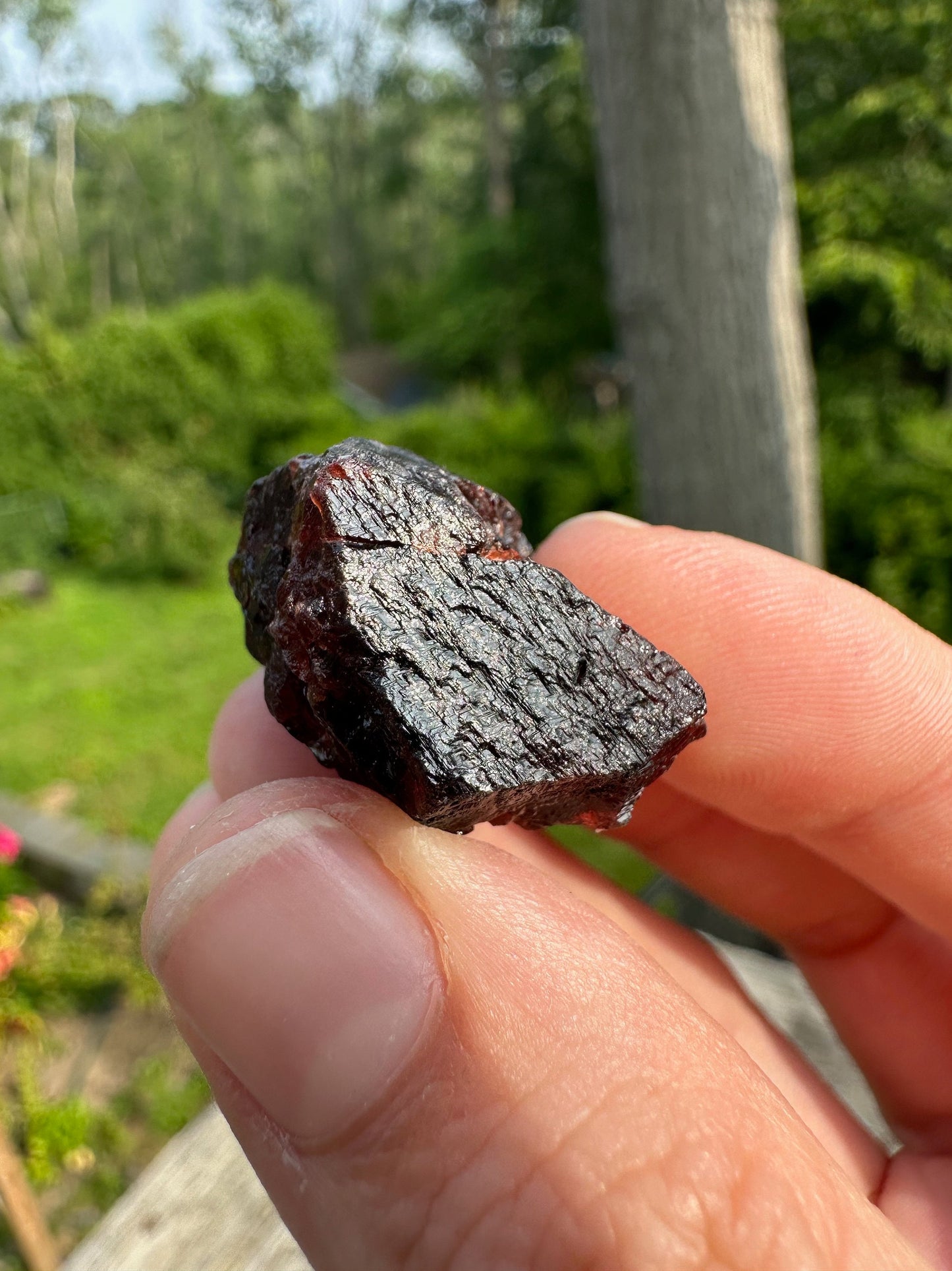 Etched Red Spessartine Garnet Crystal from Brazil