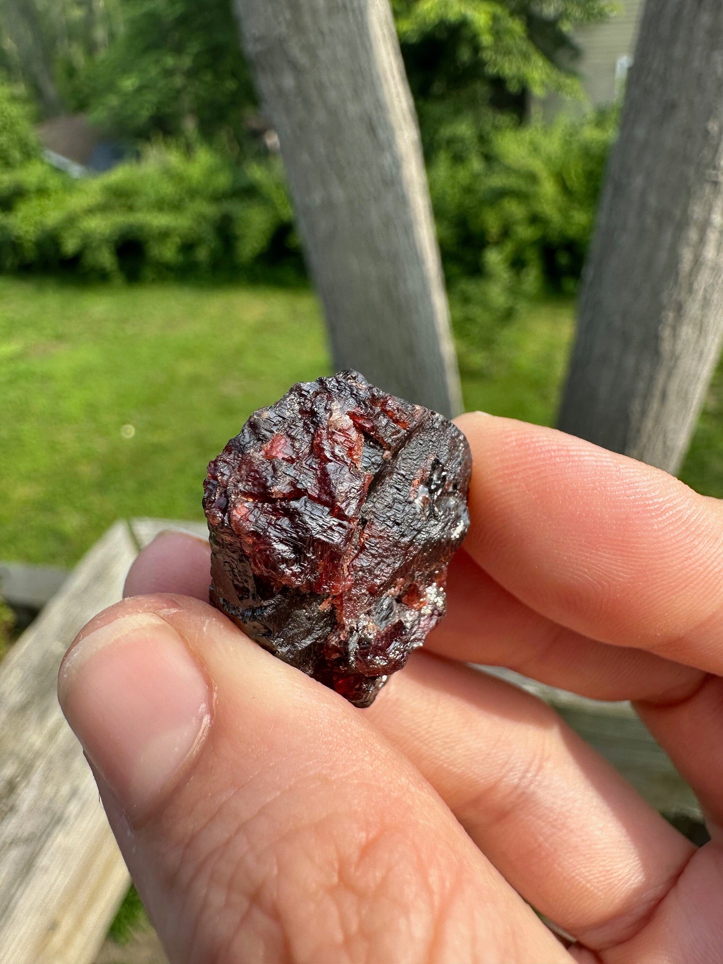 Etched Red Spessartine Garnet Crystal from Brazil