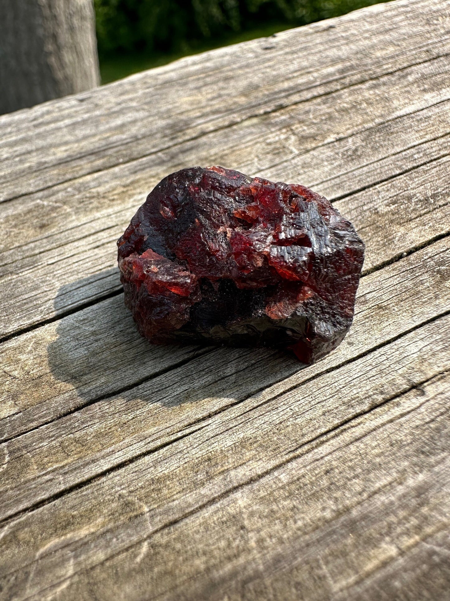 Etched Red Spessartine Garnet Crystal from Brazil