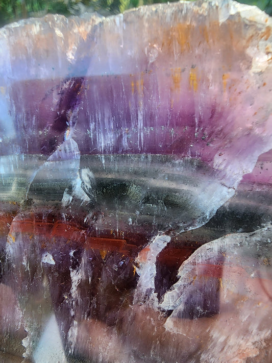 Large Super Seven Quartz Multi Layered Crystal Slab from Brazil