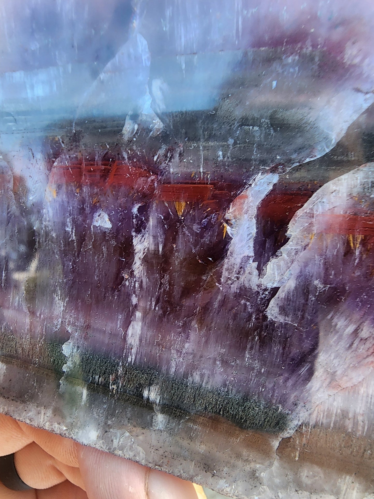 Large Super Seven Quartz Multi Layered Crystal Slab from Brazil