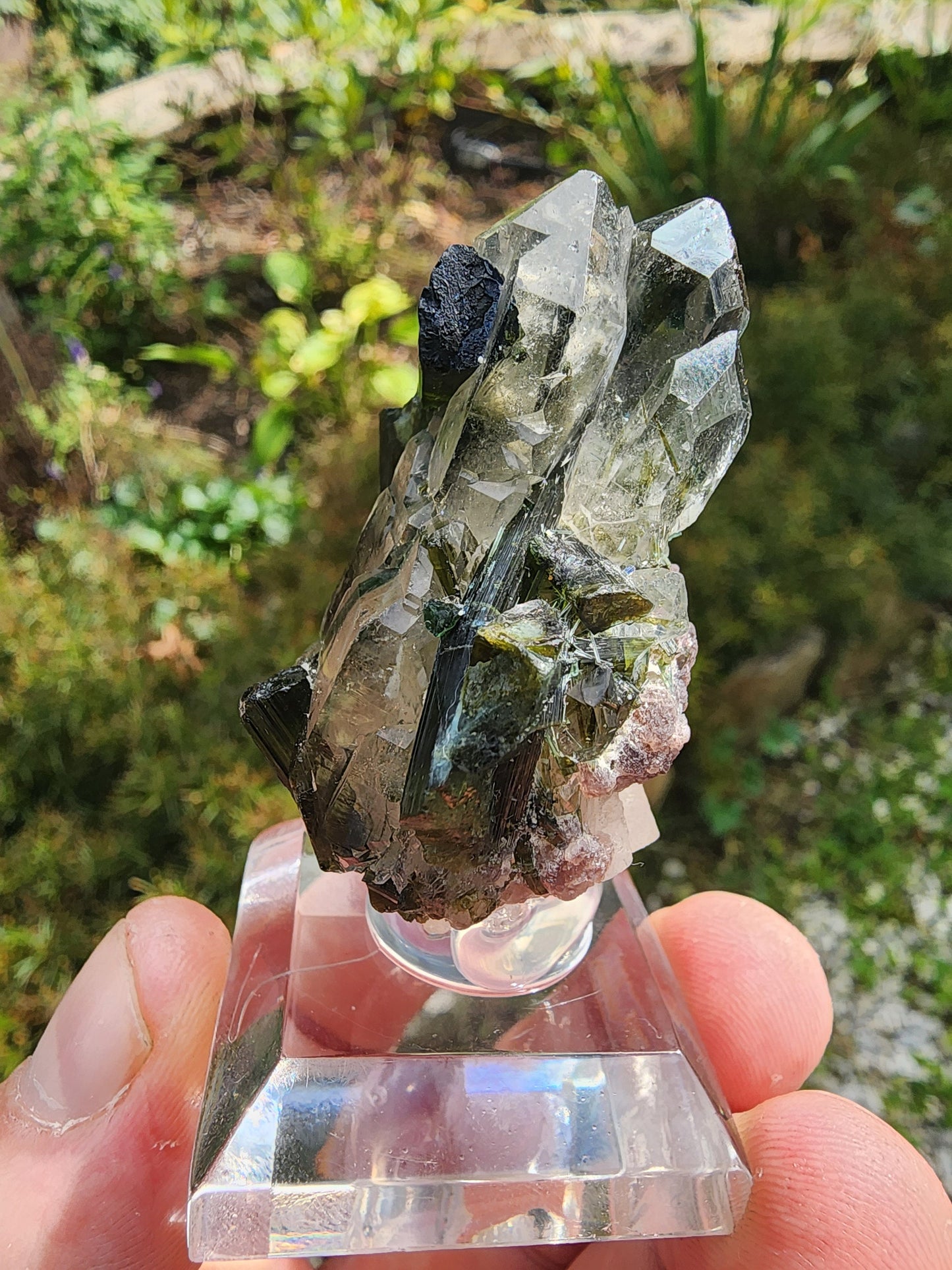 Green Tourmaline in Quartz from Brazil