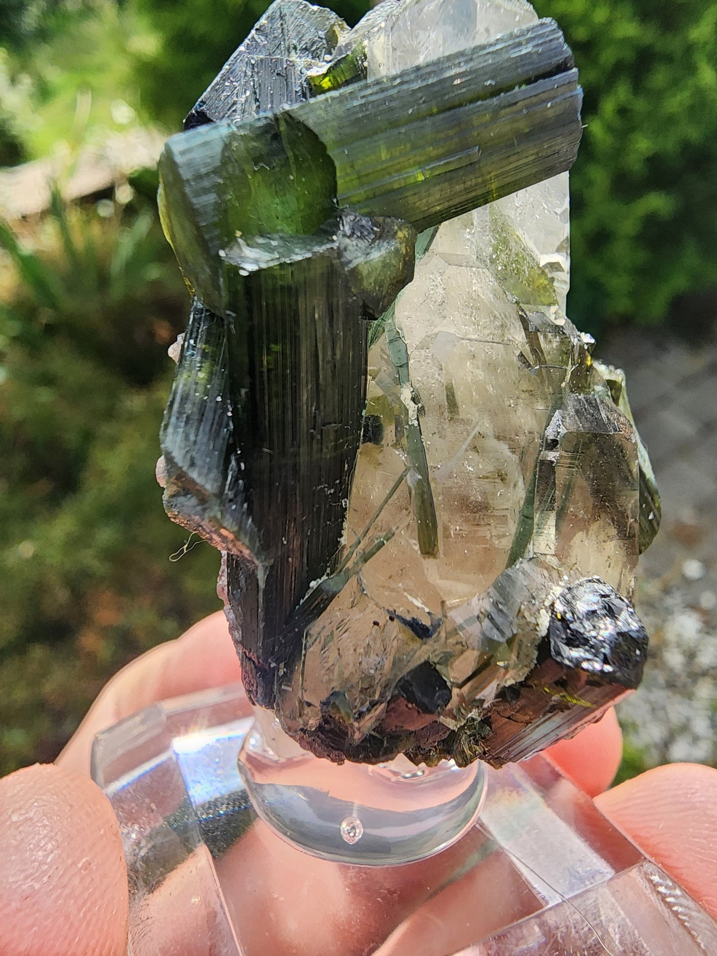 Green Tourmaline in Quartz from Brazil