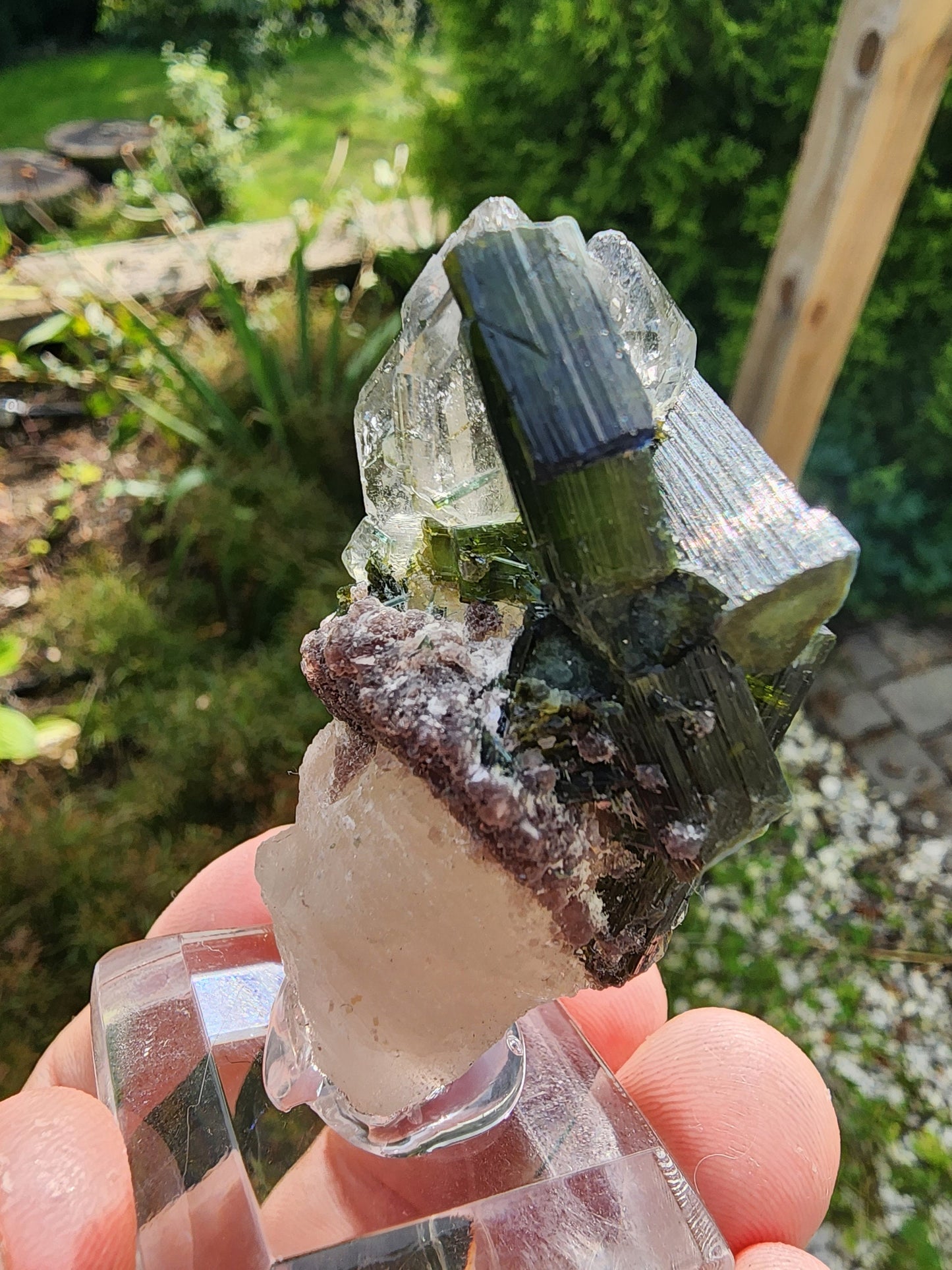 Green Tourmaline in Quartz from Brazil