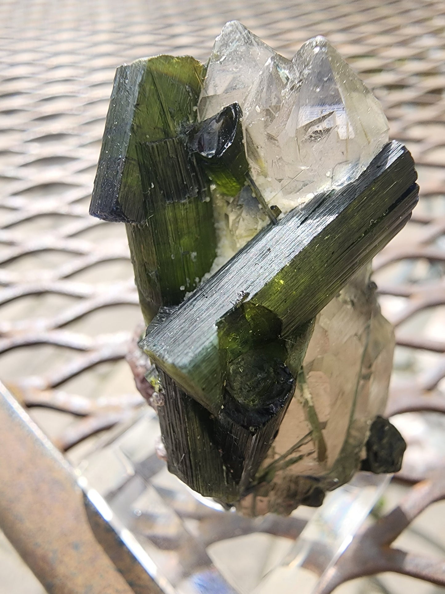 Green Tourmaline in Quartz from Brazil