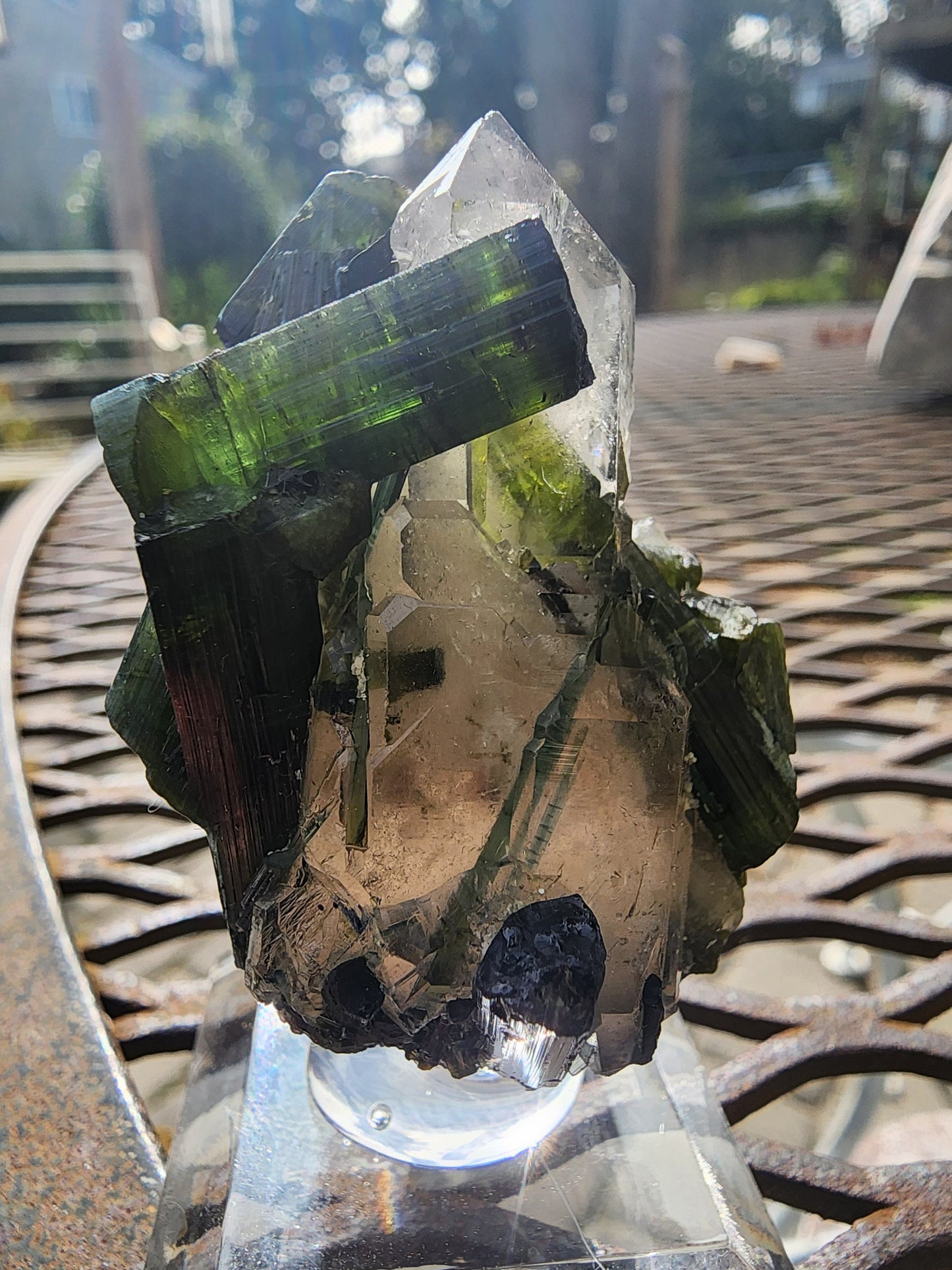 Green Tourmaline in Quartz from Brazil