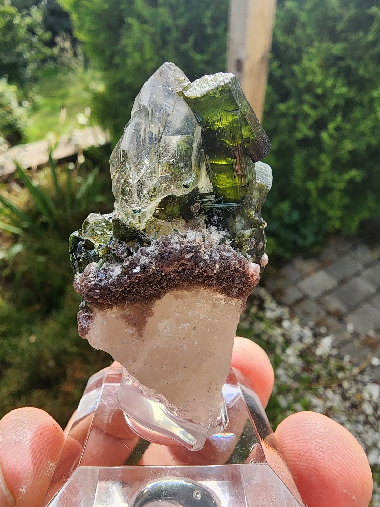 Green Tourmaline in Quartz from Brazil