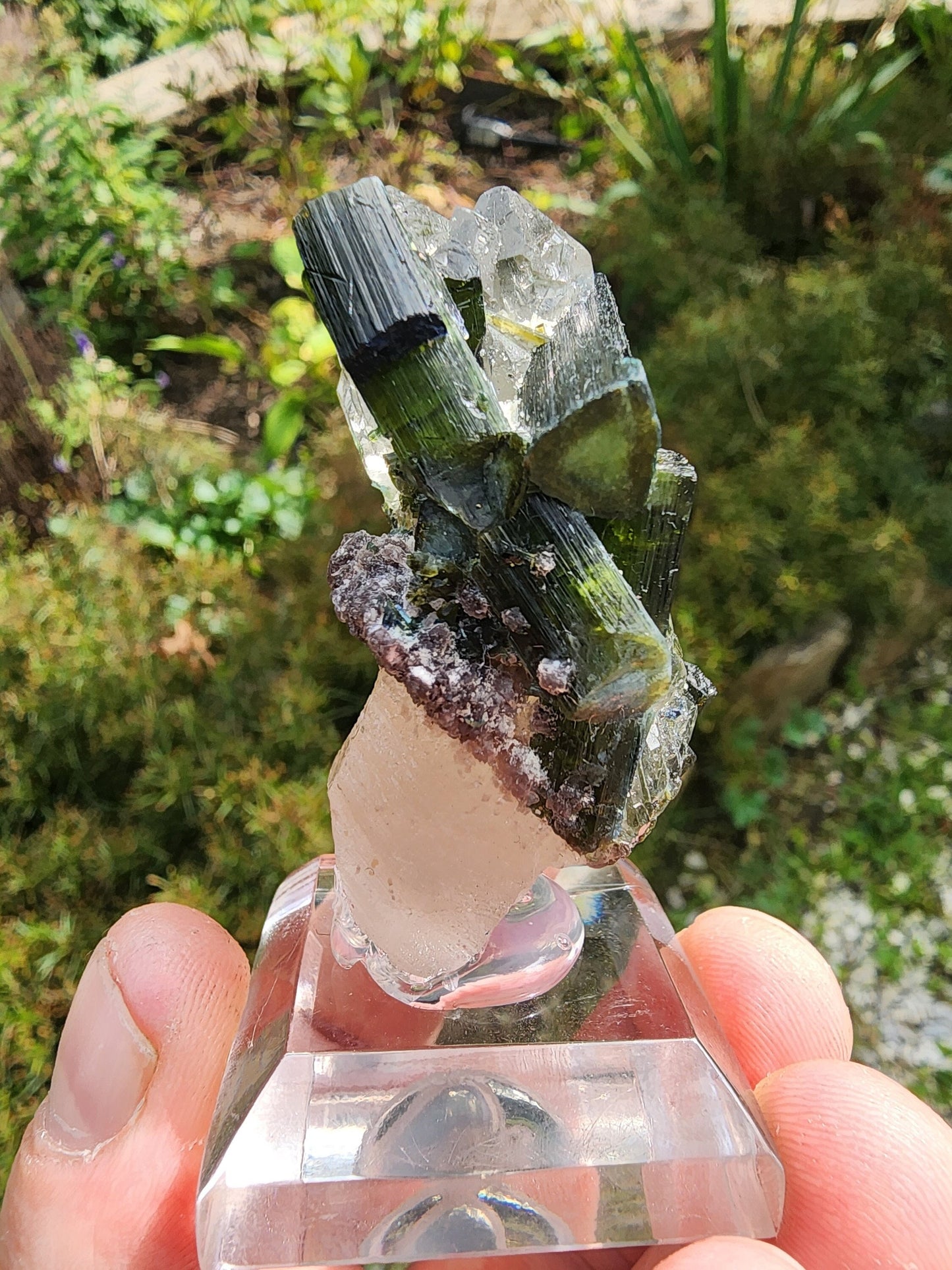 Green Tourmaline in Quartz from Brazil