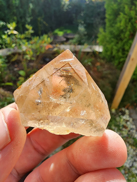 Natural Citrine Point with Phantoms from Minas Gerais, Brazil