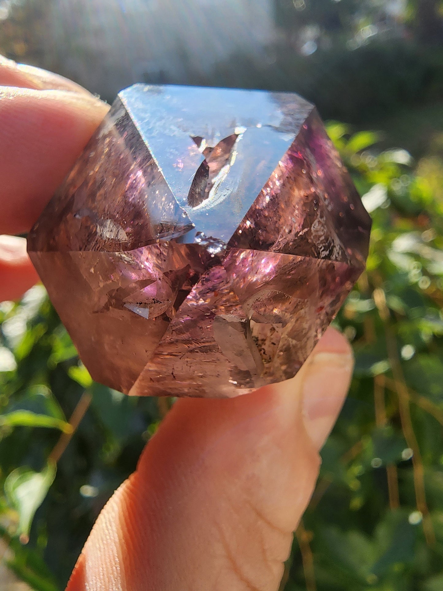 Enhydro Amethyst Smoky Quartz Scepter with Hematite from Zambia Africa