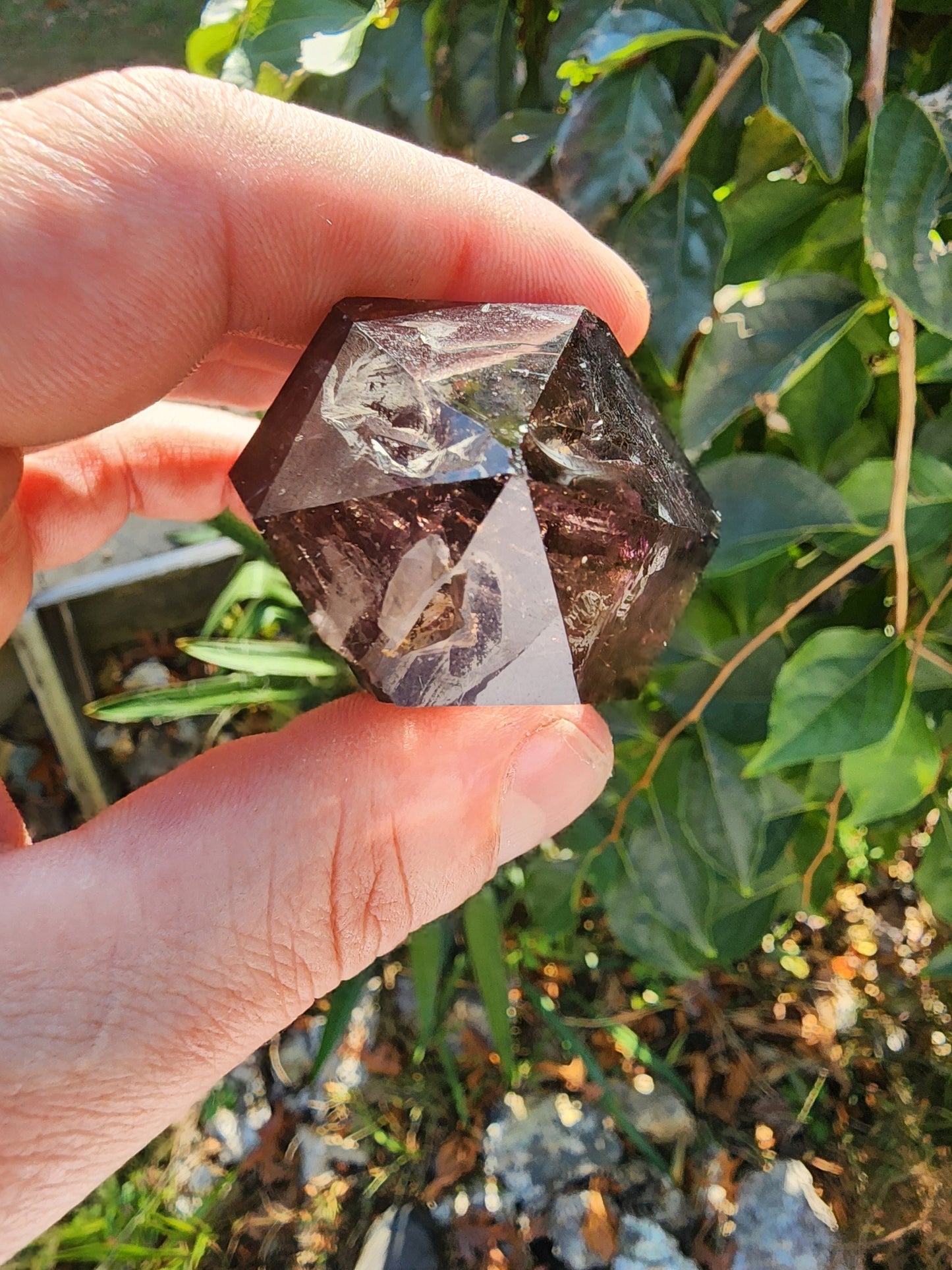 Enhydro Amethyst Smoky Quartz Scepter with Hematite from Zambia Africa